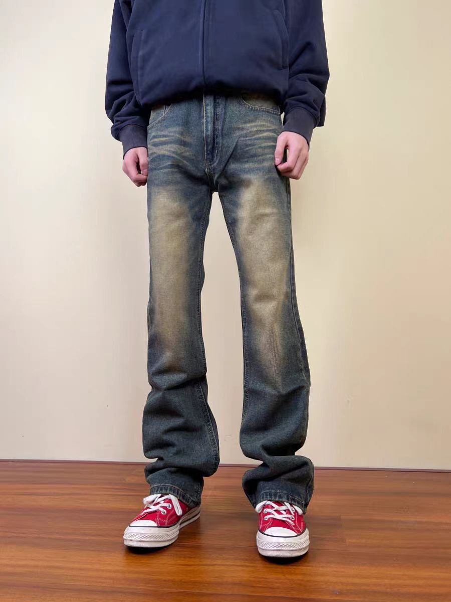 Japanese Brand × Jean Vintage yellow mud washed straight baggy jeans Size US 32 / EU 48 - 1 Thumbnail
