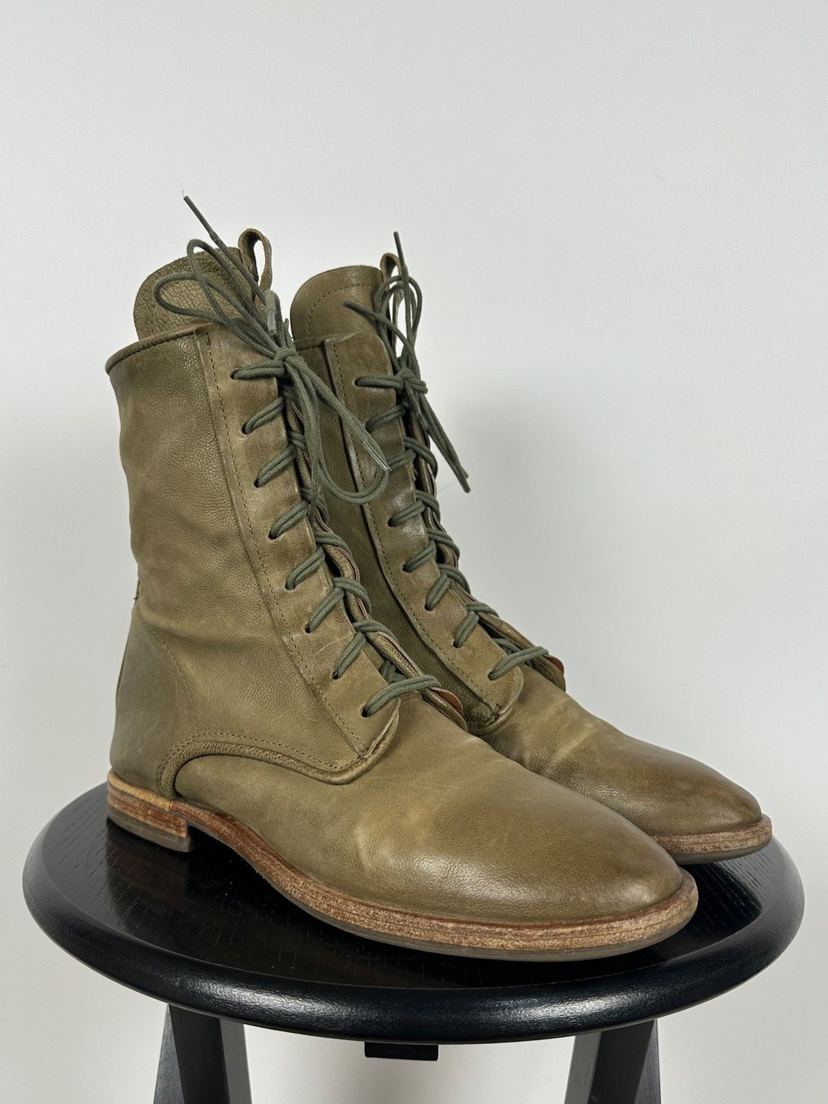A.S.98 A.S.98. Airstep Olive Green Leather Back Zipper Ankle Boots Size US 11 / IT 41 - 11 Thumbnail