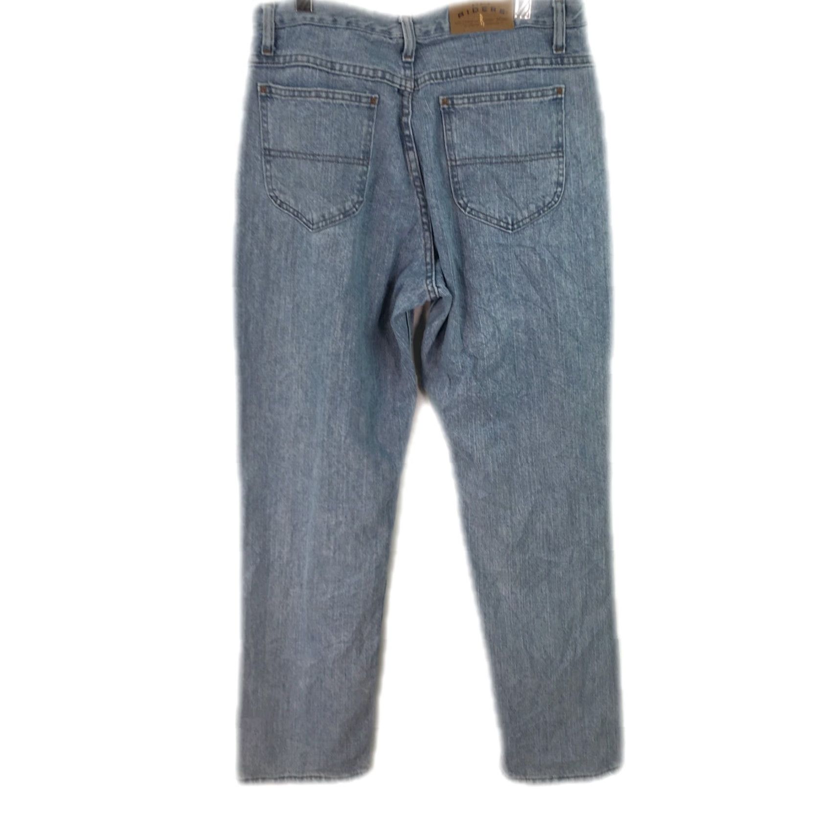 Vintage Riders Blue Denim Straight Jeans Women's Size 12 Regular Fit Stretch 34X32 Size 34" / US 12 / IT 48 - 2 Thumbnail