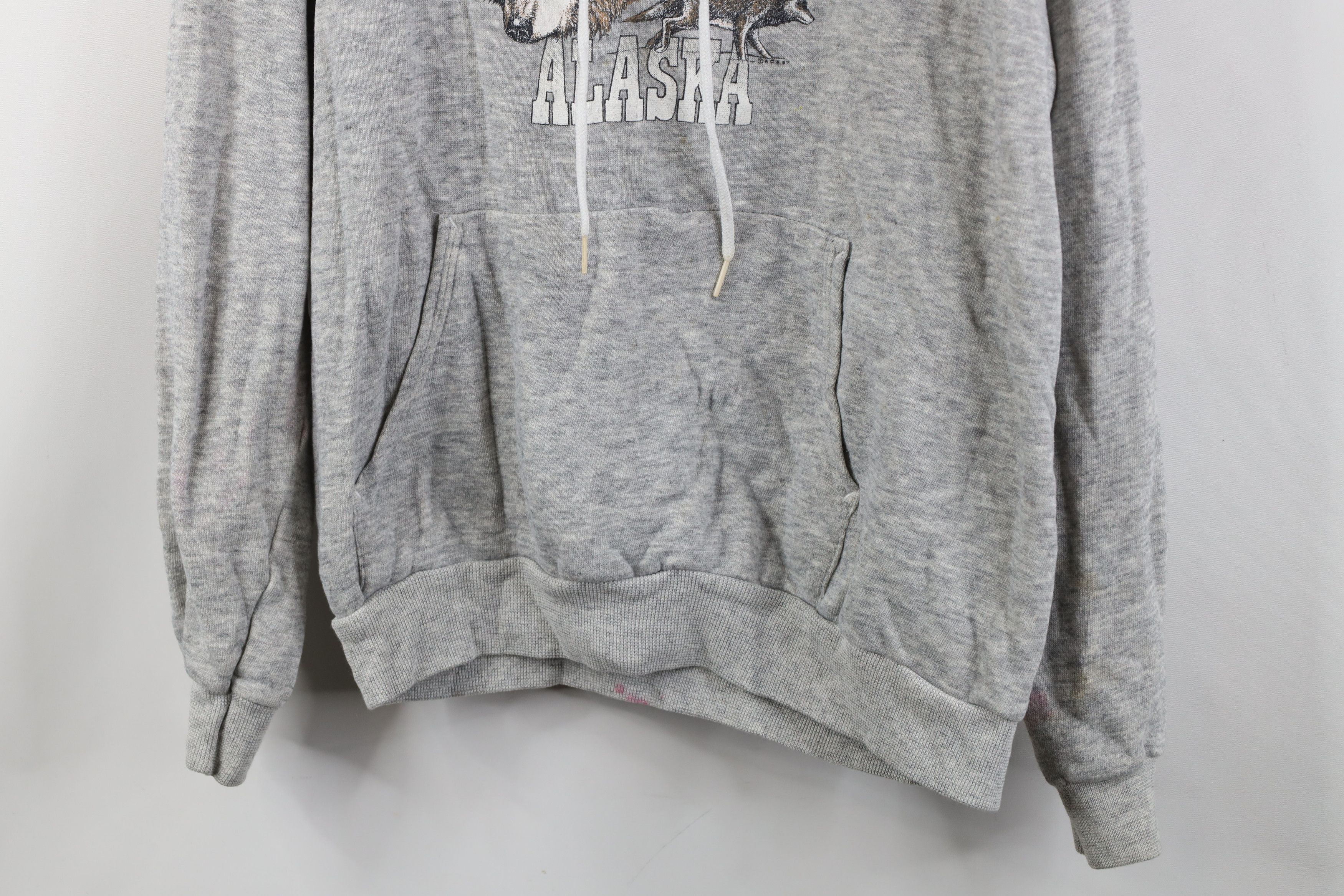 Vintage Vintage 80s Streetwear Alaska Hoodie Sweatshirt Gray USA Size L / US 10 / IT 46 - 3 Thumbnail
