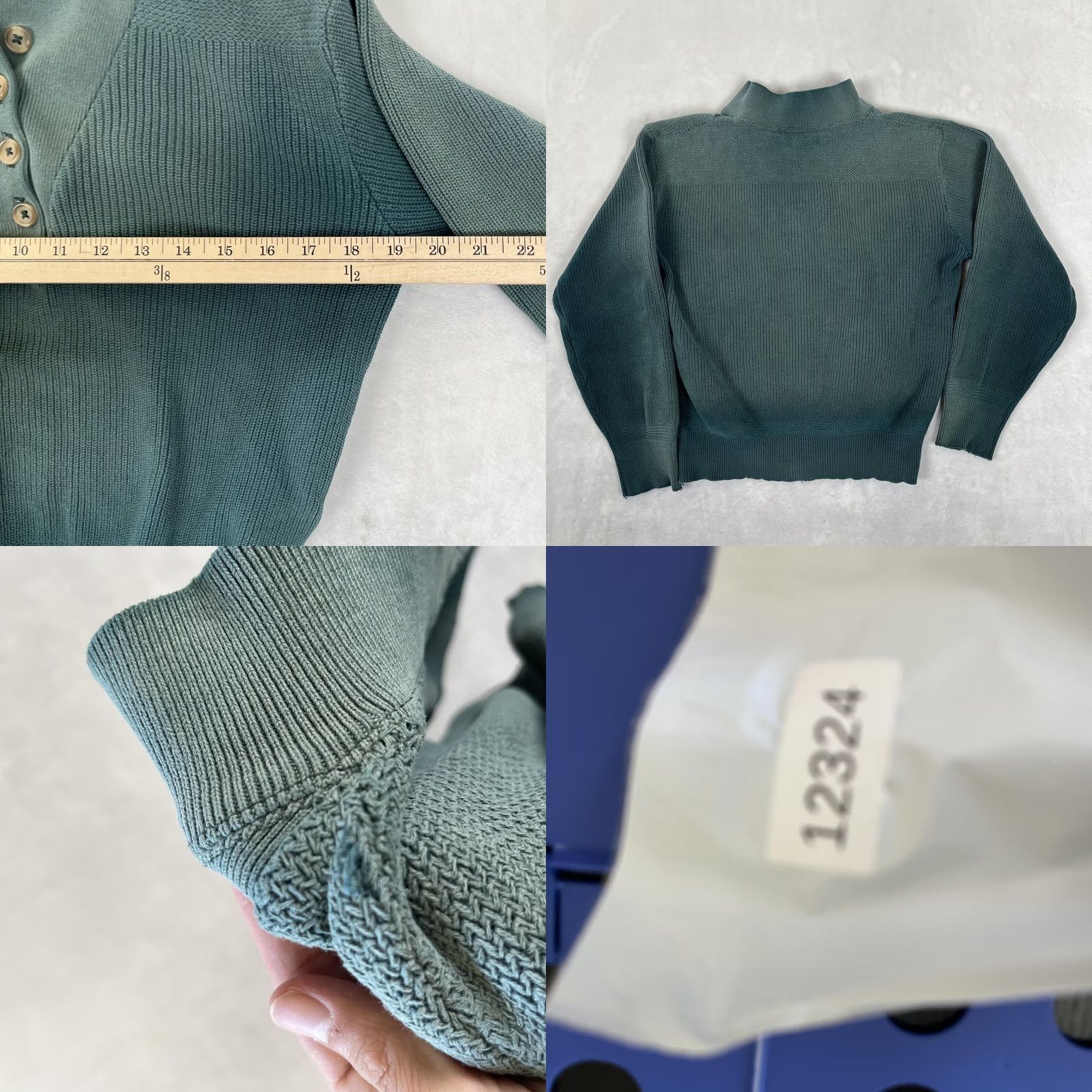 Vintage VINTAGE L.L. Bean Sweater Womens M Green Mock Neck Henley Cotton Knit Made USA Size M / US 6-8 / IT 42-44 - 8 Thumbnail