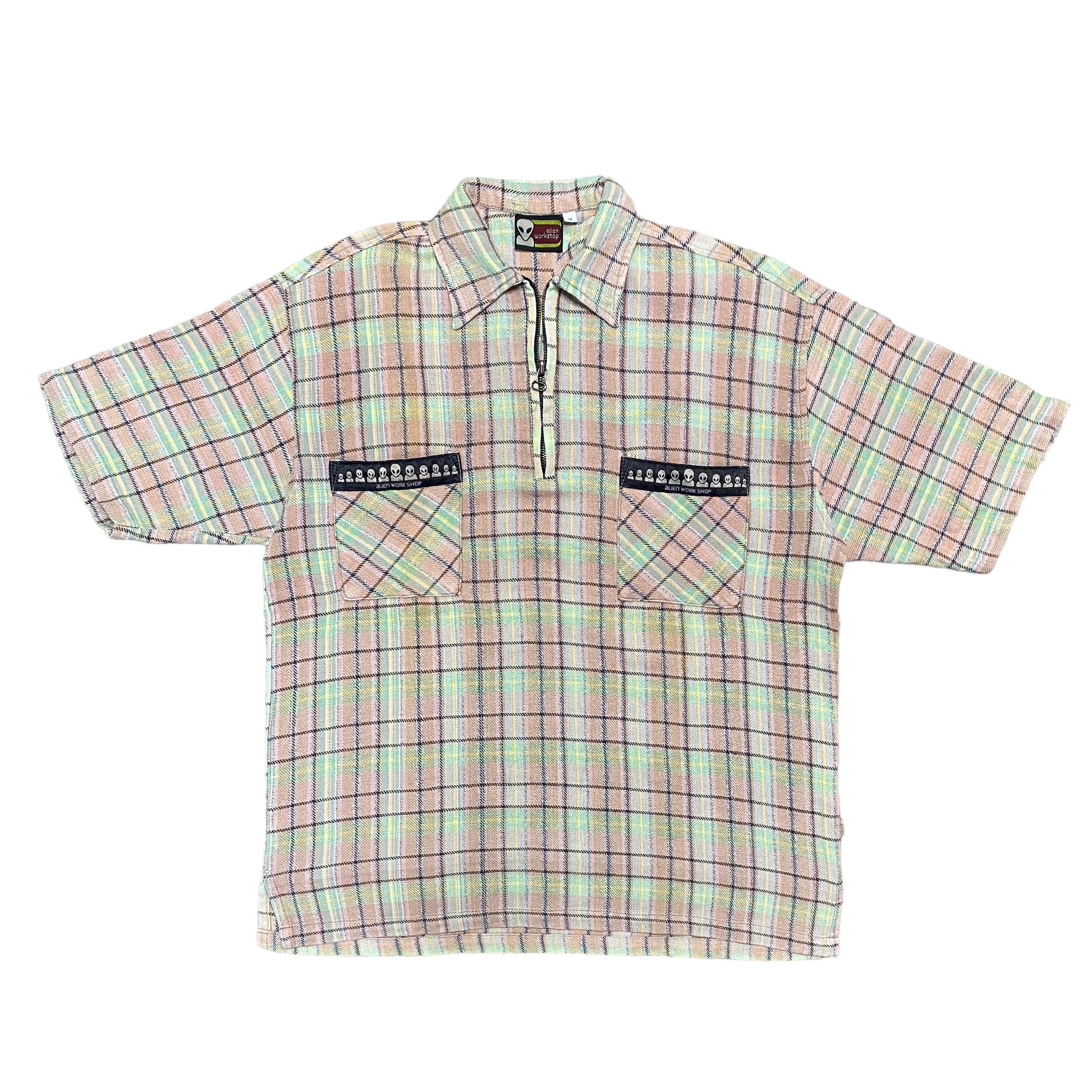 Vintage Alien Workshop Half Zip Flannel Polo Shirt