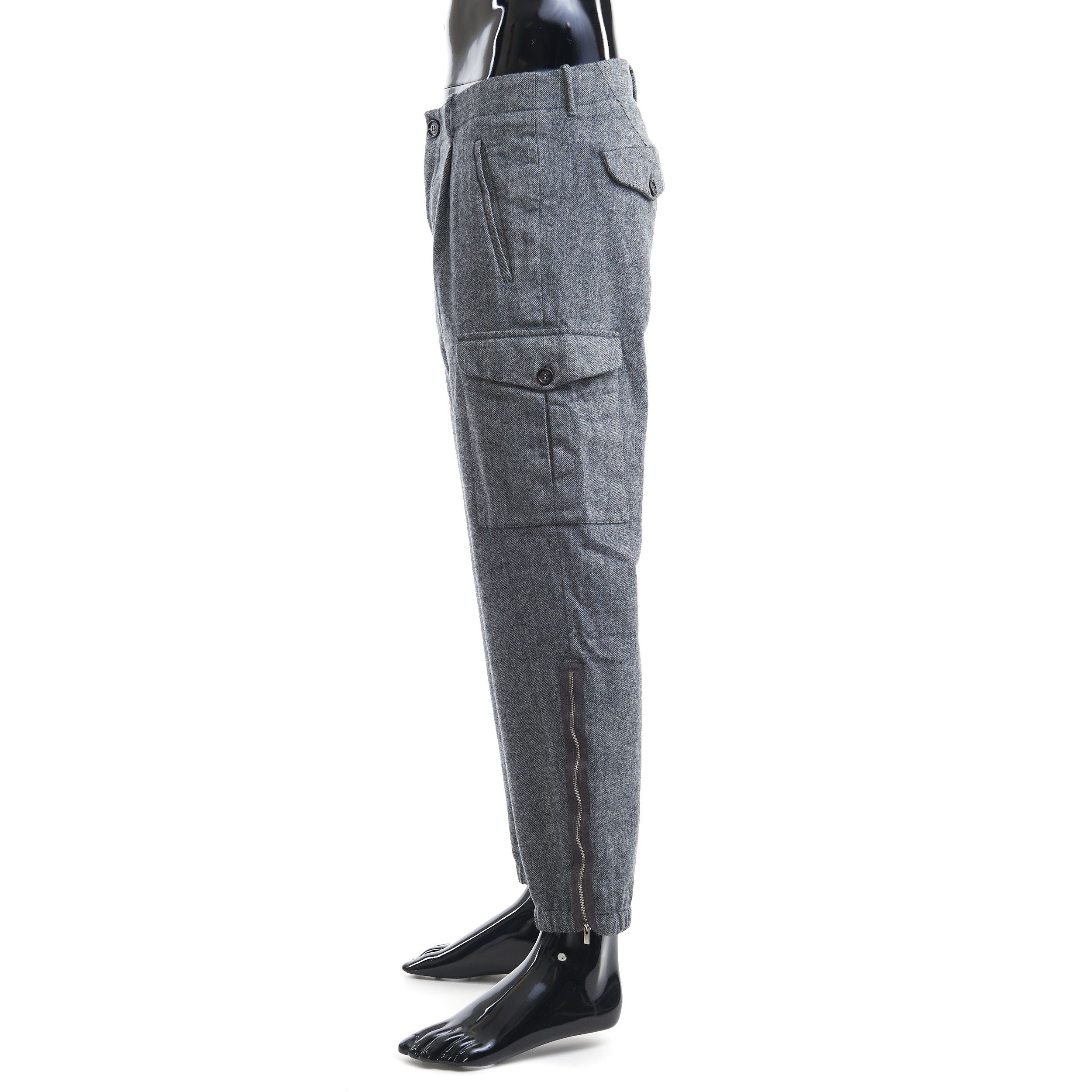 Brunello Cucinelli Cargo Pants In Grey Virgin Wool Herringbone Size US 32 / EU 48 - 3 Thumbnail
