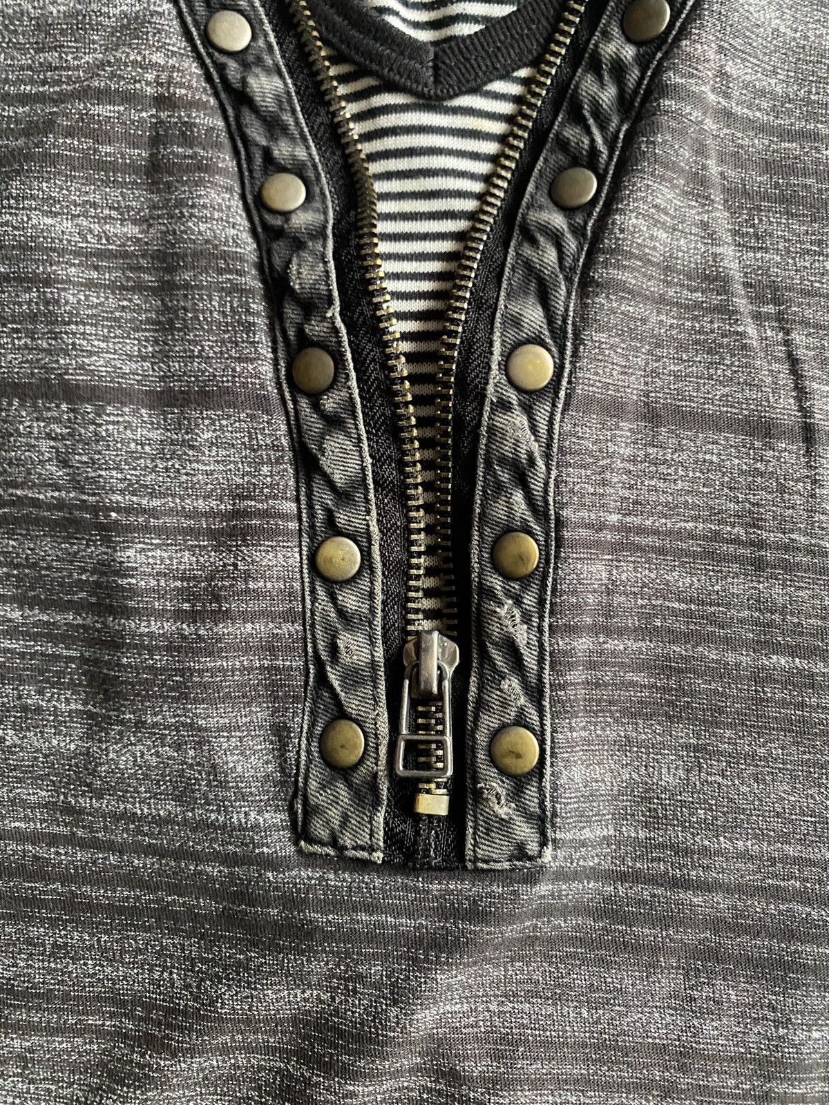 Raf Simons Japanese Famock Studed Zipper Double Layer Tee Size US L / EU 52-54 / 3 - 8 Thumbnail