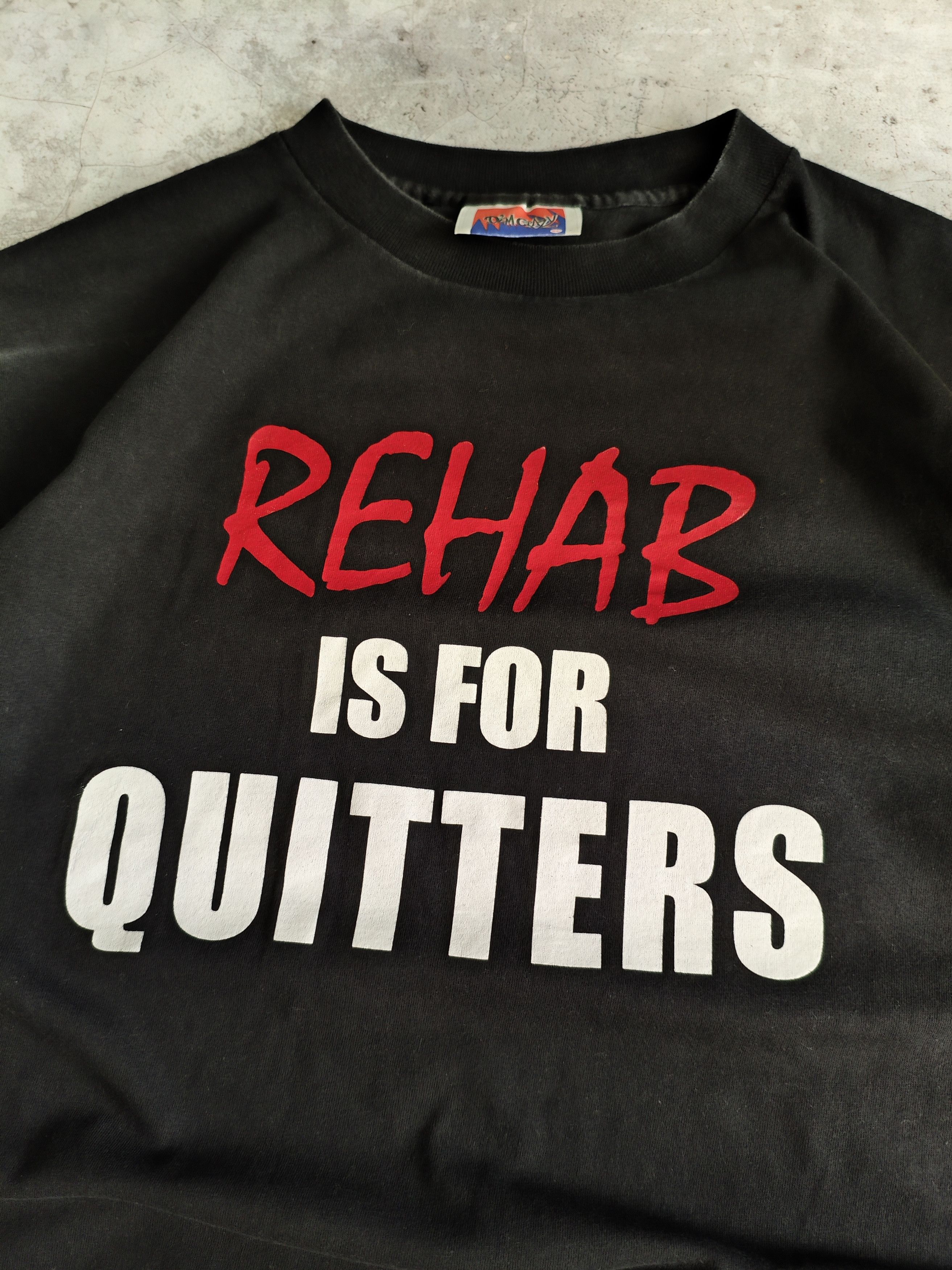 Vintage Crazy Vintage 1990s Humor Rehab Is For Quitters T-Shirt Size US XL / EU 56 / 4 - 3 Thumbnail