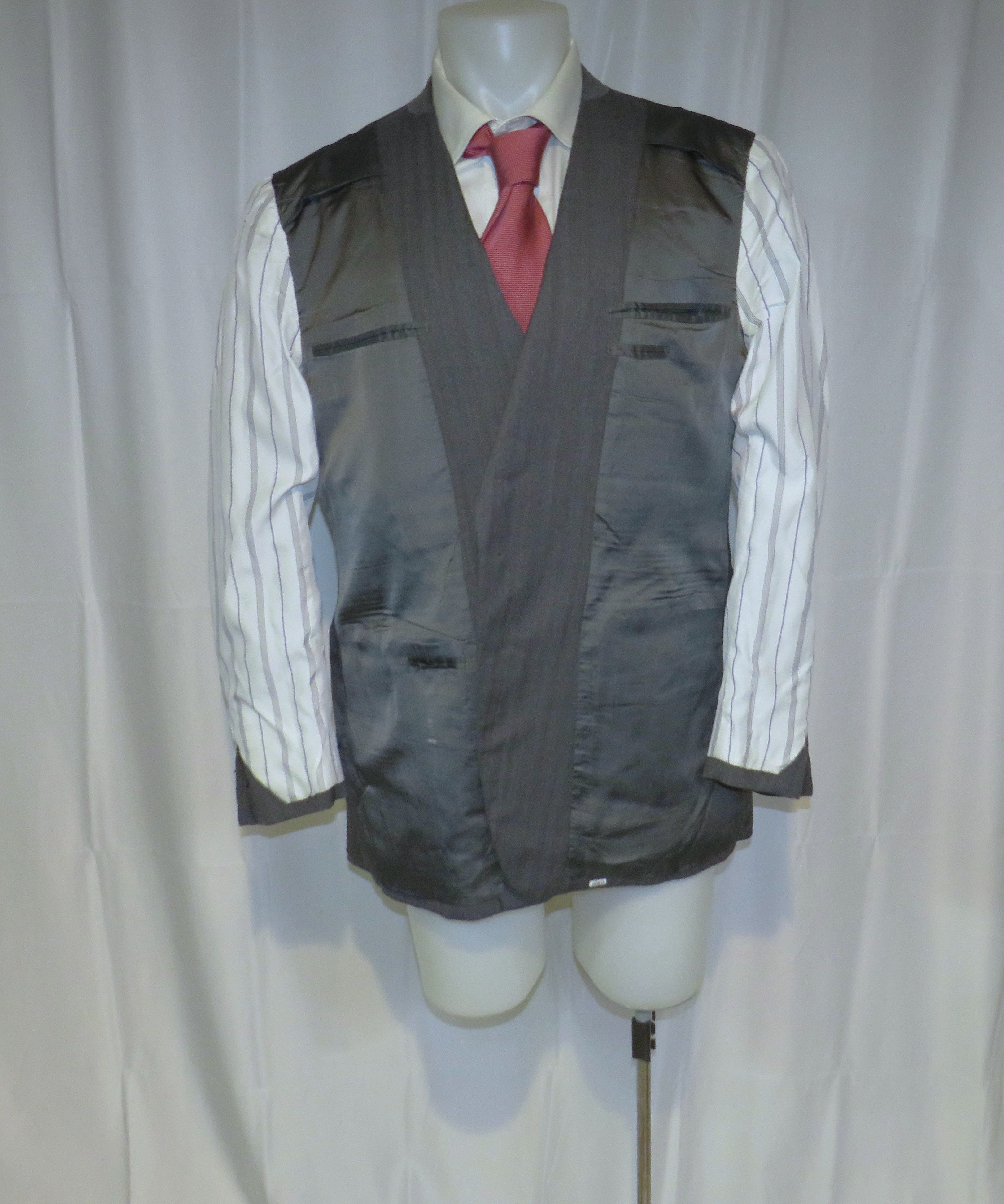 Henry Poole Savile Row Bespoke Gray Herringbone Two Button Blazer 44R Size 44R - 11 Thumbnail