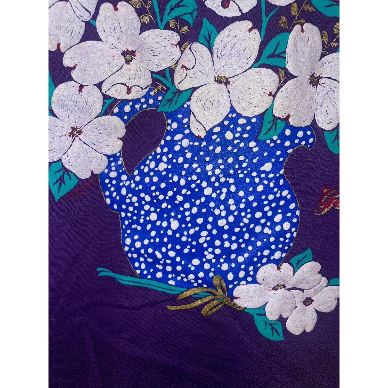 Jerzees Vintage Gatlinburg Shirt Tee TN Flower Purple Vase VTG 90s L Size US L / EU 52-54 / 3 - 6 Thumbnail