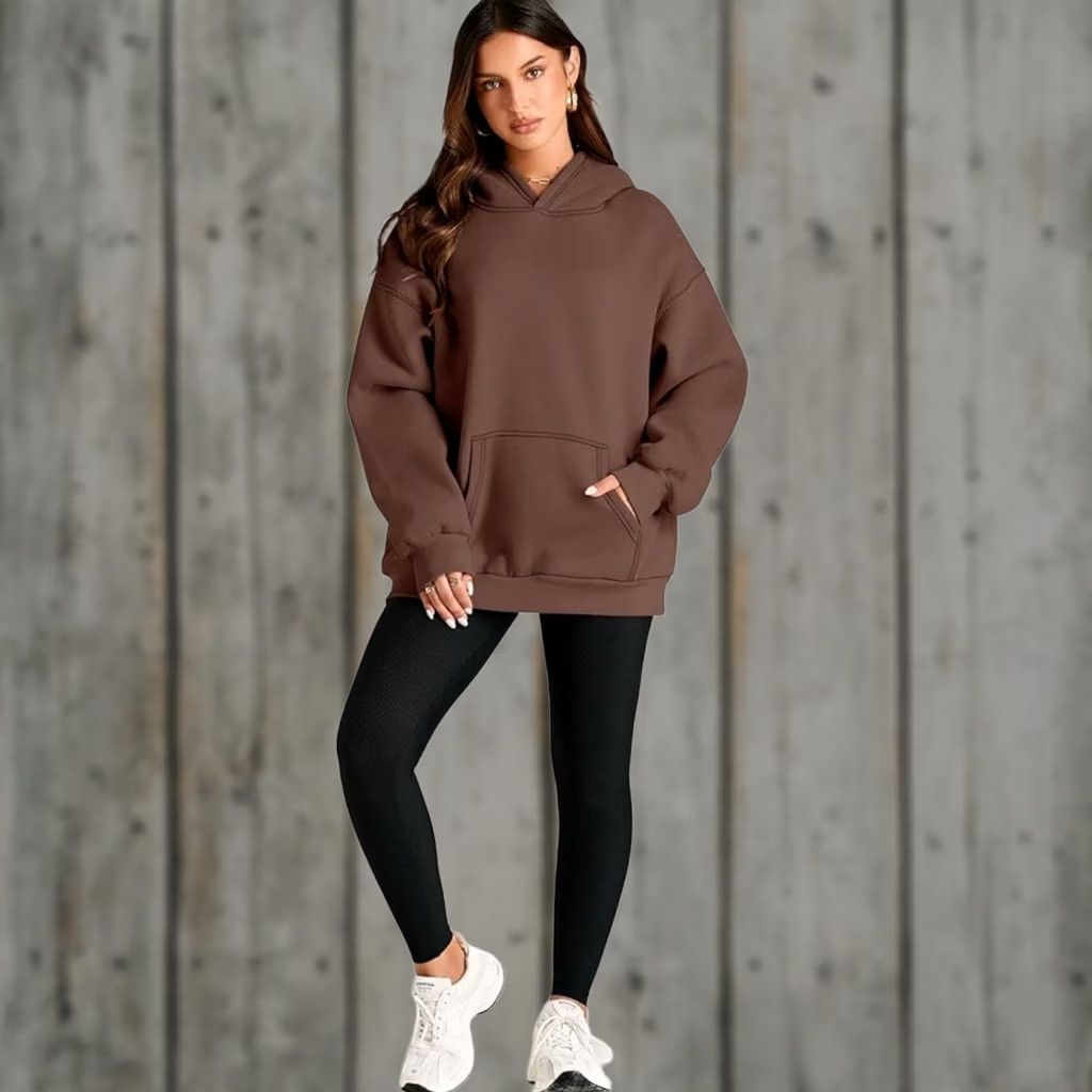 Vintage EFAN Hoodie Sweatshirt Pullover Brown Fleece Oversized Small Women S Front Pouch Pullover NWT Hoodie Ladies Brown Sweatshirt Size S / US 4 / IT 40 - 1 Thumbnail