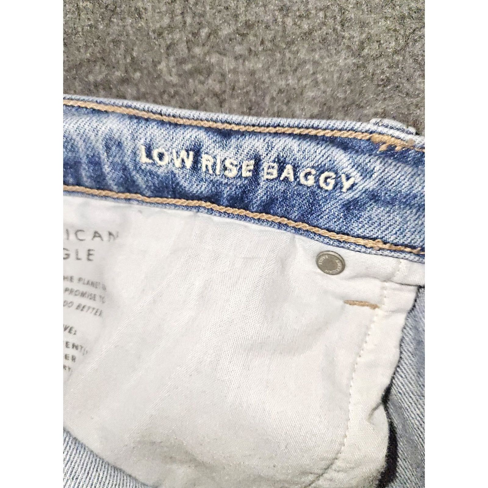 American Eagle Outfitters VINTAGE American Eagle Outfitters Jeans Baggy Low Rise 18 Plus Blue Distressed 90s Hip Hop Womens Jeans Size 40" / US 18 - 3 Thumbnail