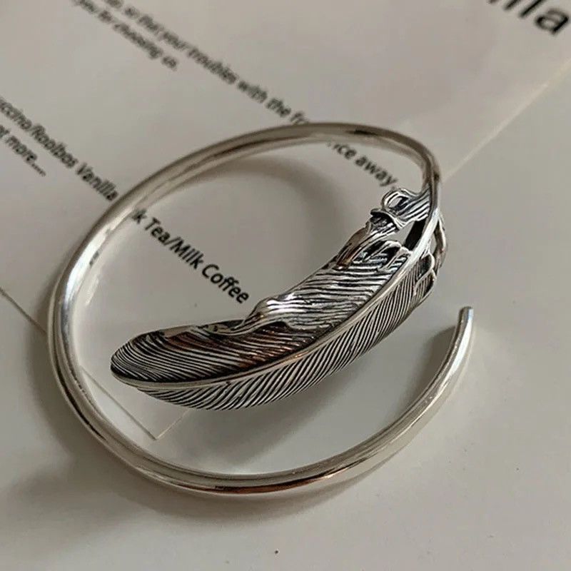 Jewelry × Vintage Feather Design Cuff Bracelet 🪷 Size ONE SIZE - 2 Thumbnail