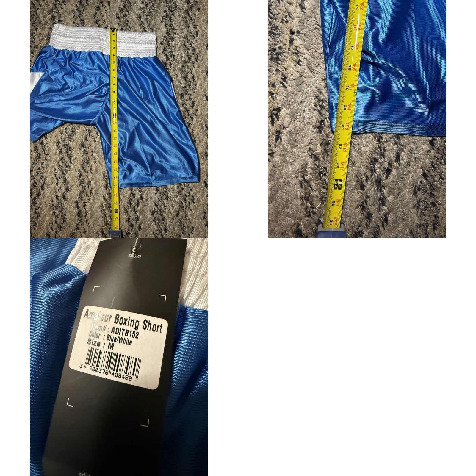 Adidas VINTAGE Adidas Boxing Shorts Mens Medium Blue White Thick Waist Trunks Size US 31 - 8 Thumbnail