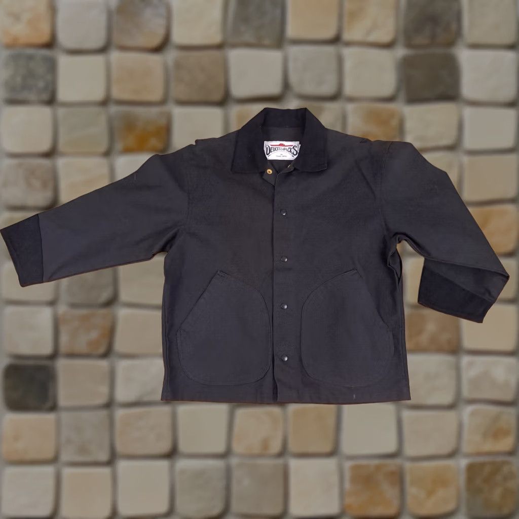 Denime VINTAGE Deuces And Jacks Black Heavy Denim Full Button Bomber Jacket L Mens Dinosaur? Size US L / EU 52-54 / 3 - 1 Thumbnail