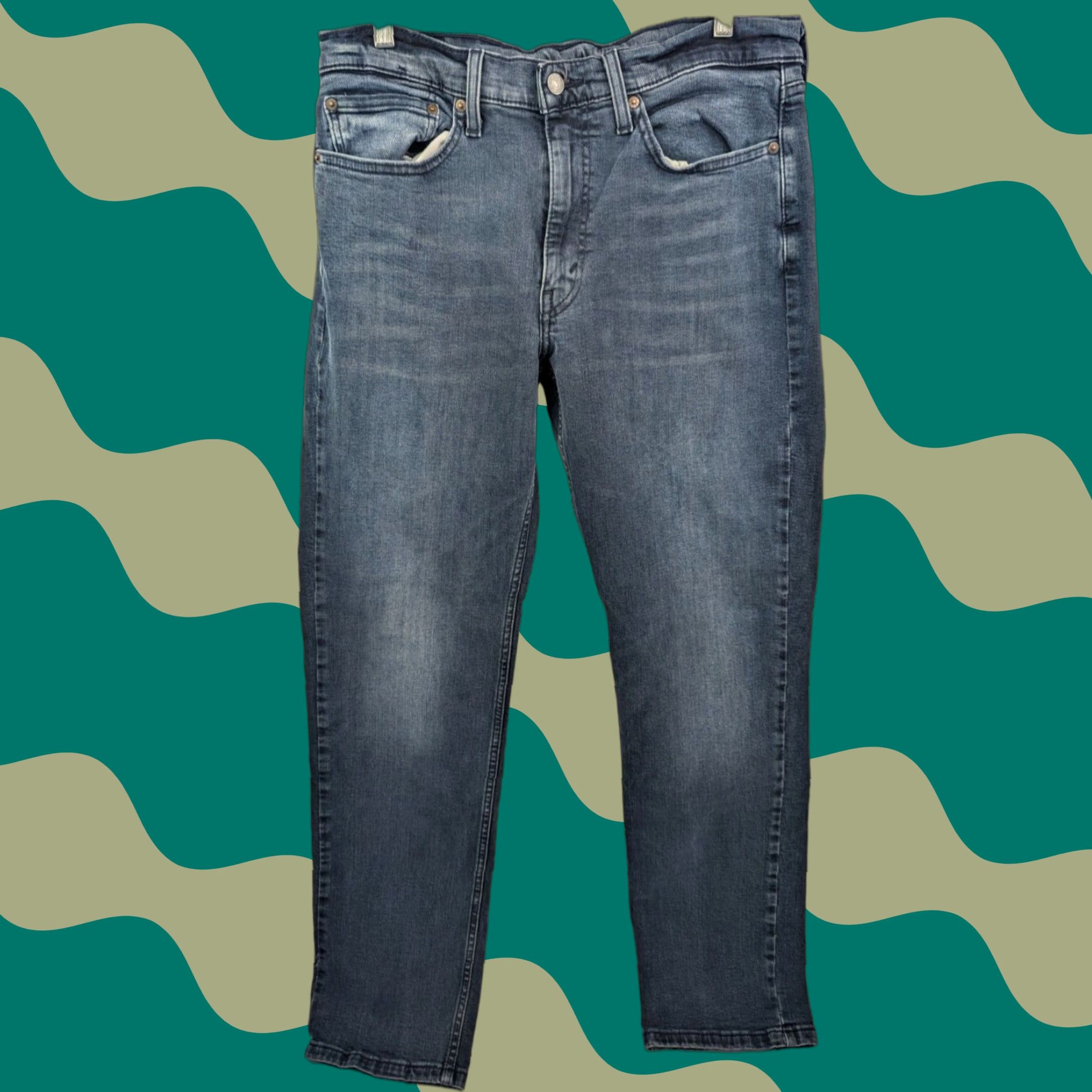 Levi's Levi's 514 Jeans Men Slim Straight 34x34 Mid Blue Denim Cotton Stretch Size US 34 / EU 50 - 1 Thumbnail