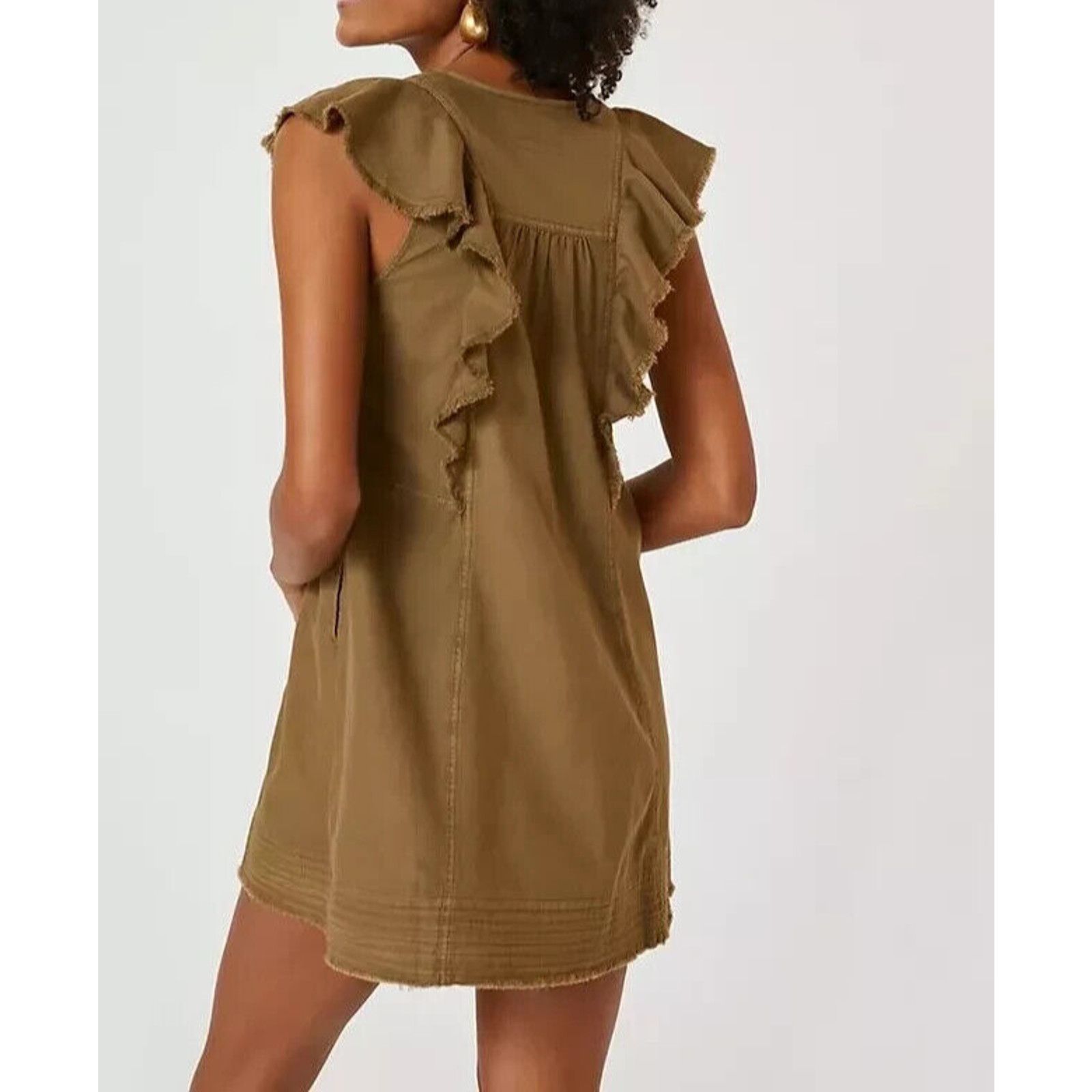 Anthropologie NEW Anthropologie Pilcro Flutter Sleeve Buttondown Dress Size XXS / US 00 / IT 34 - 2 Thumbnail