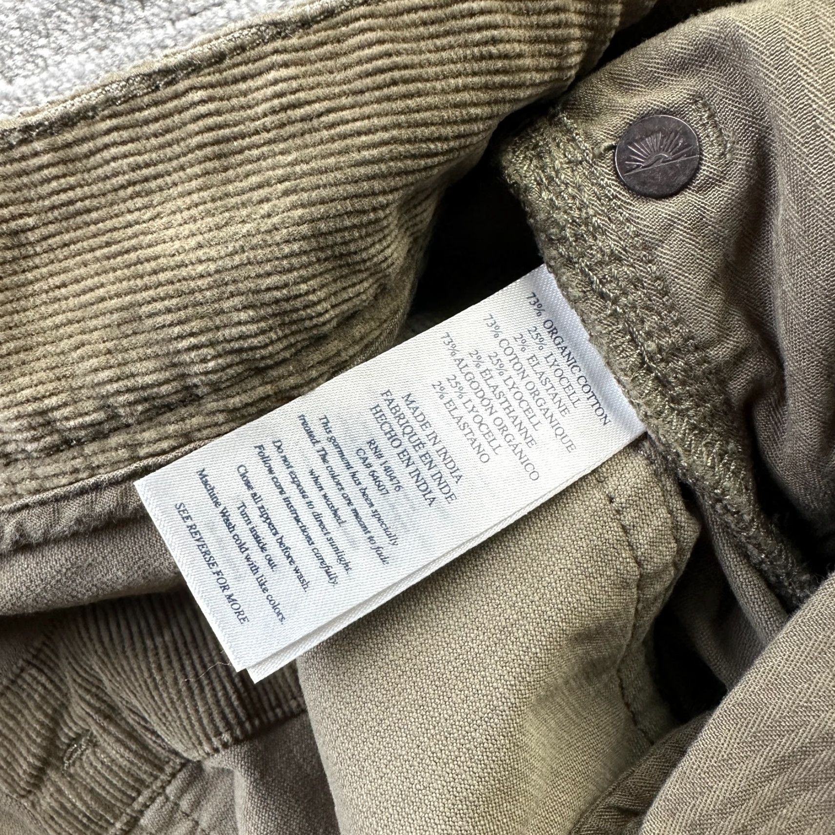 Faherty Faherty Pants Slim Chino 30x34 Blue Corduroy 5-Pocket Design Button Zip Flat Front Straight Mens Casual Fall Winter Spring Size US 30 / EU 46 - 6 Thumbnail