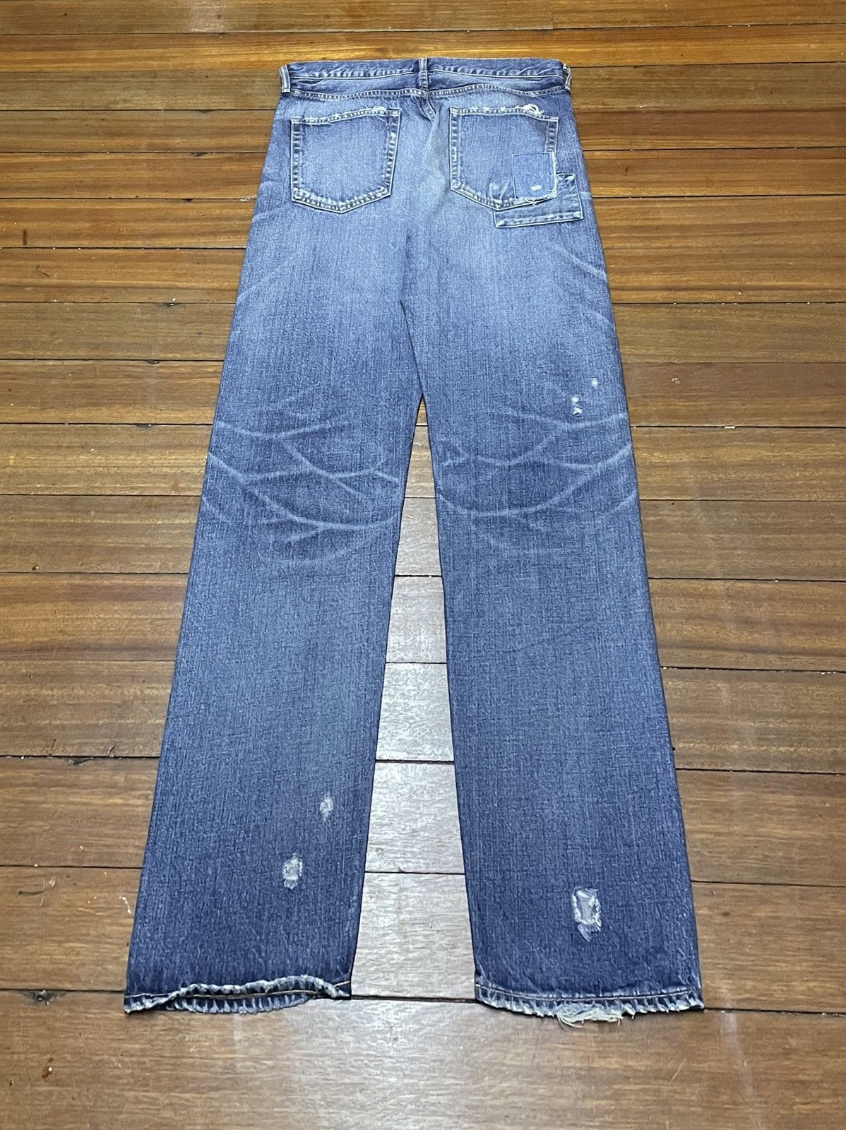 Japanese Brand × MOUSSY Very Rare Design Vintage Moussy Patchwork Ripped Jeans 1990s Size US 34 / EU 50 - 2 Thumbnail