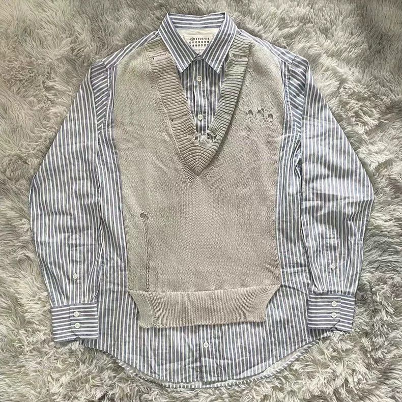 Striped Mix Shirt Sweater Combo