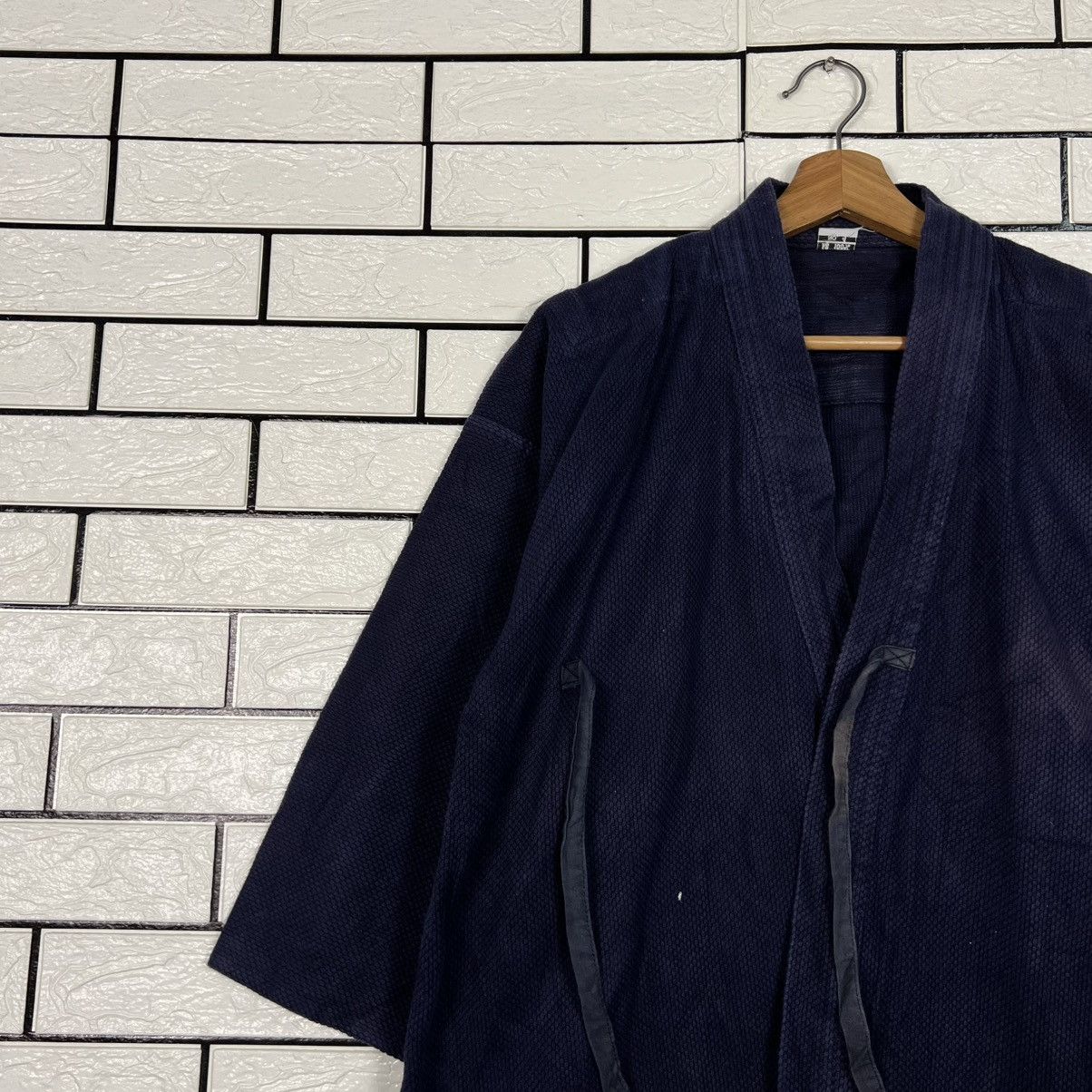 Vintage Japan Indigo Blue Sashiko Thick Weave Kimono #4154-C190 Size US L / EU 52-54 / 3 - 3 Thumbnail