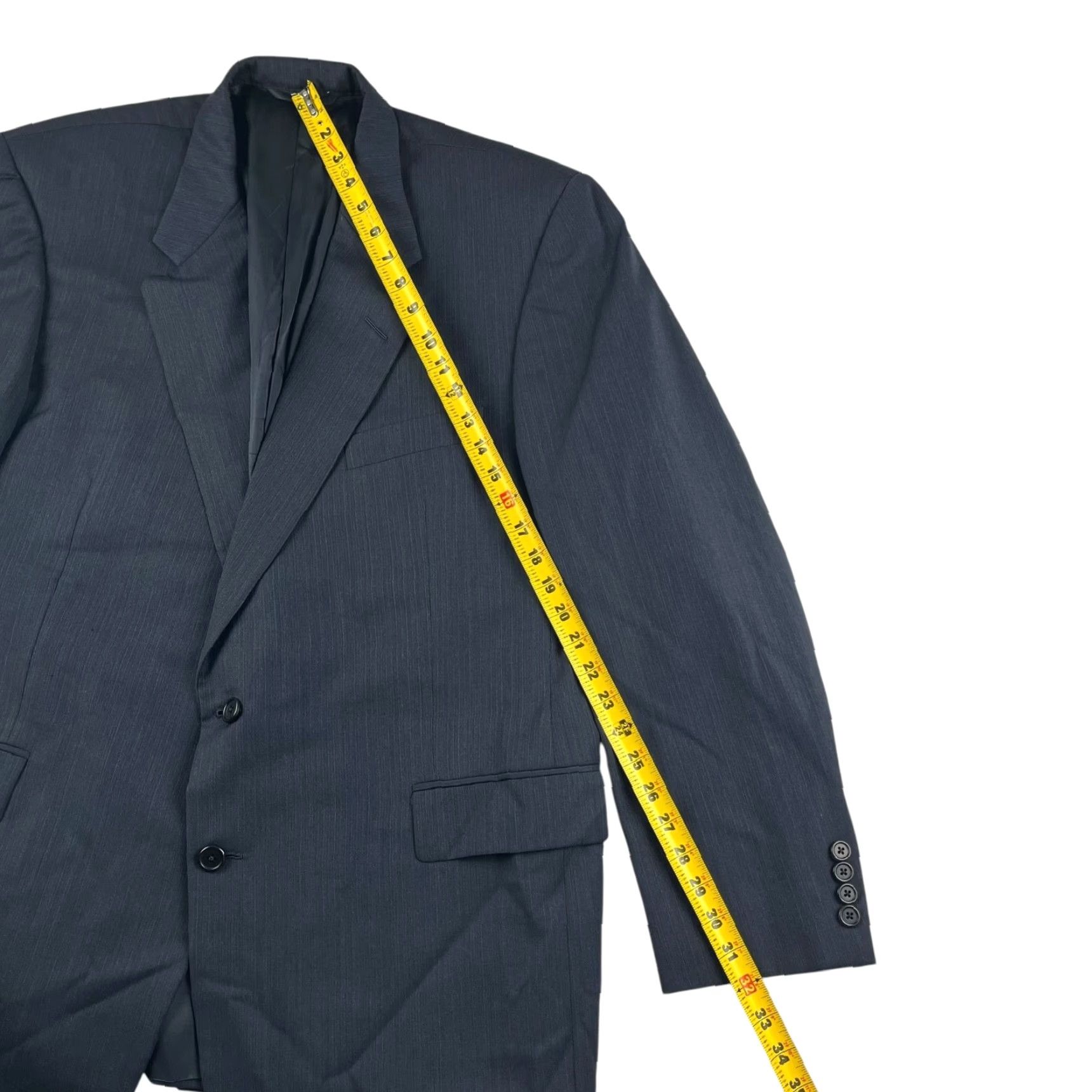 Vintage VINTAGE Hickey Freeman Men’s Blazer Jacket 46R Wool Blue/Gray Two-Button 2-Button Single-Vented Notch Lapel Mens Size 46R - 7 Thumbnail