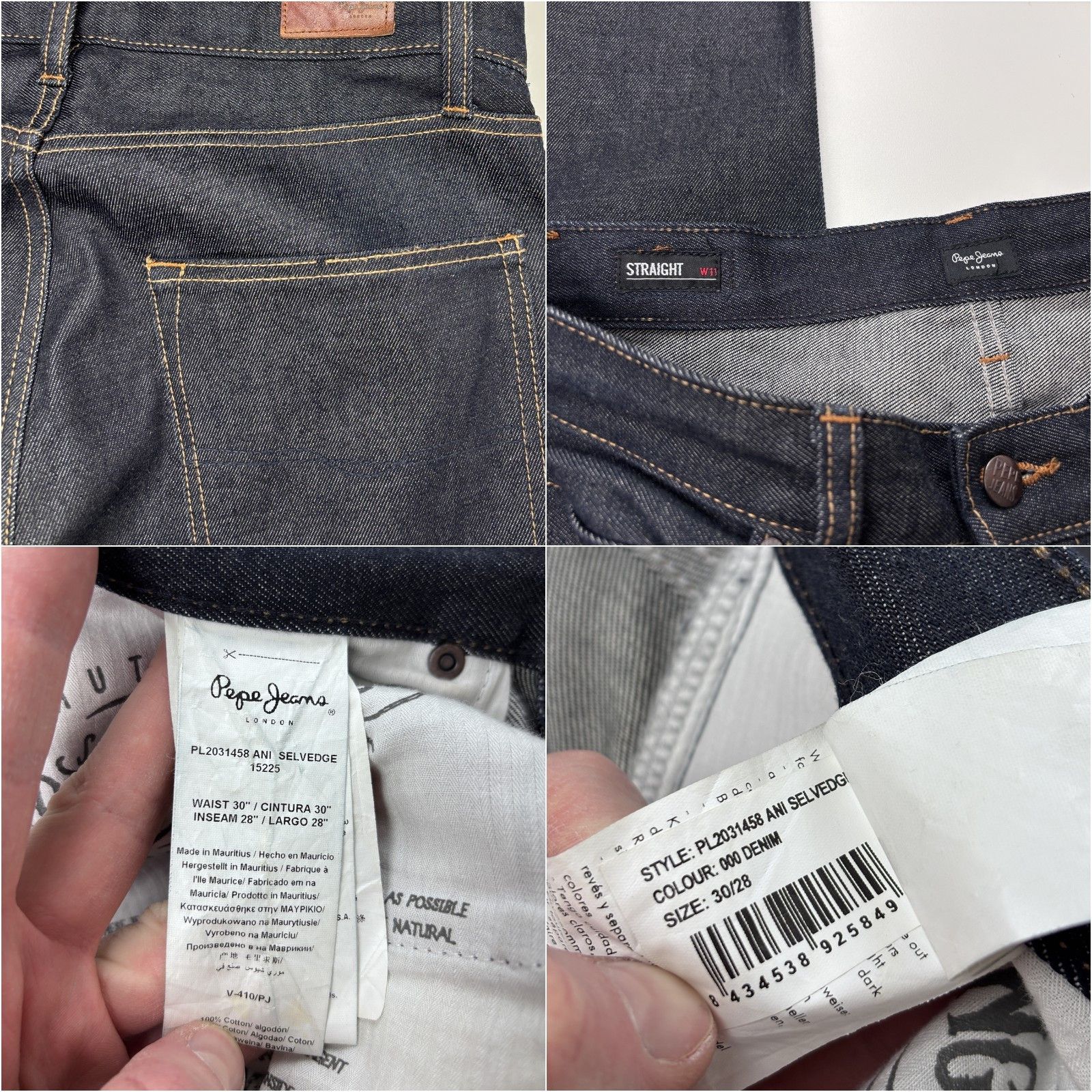 Pepe Jeans Pepe Jeans Ani Selvedge Straight Jeans Navy Blue Size 30x28 Size US 30 / EU 46 - 8 Thumbnail