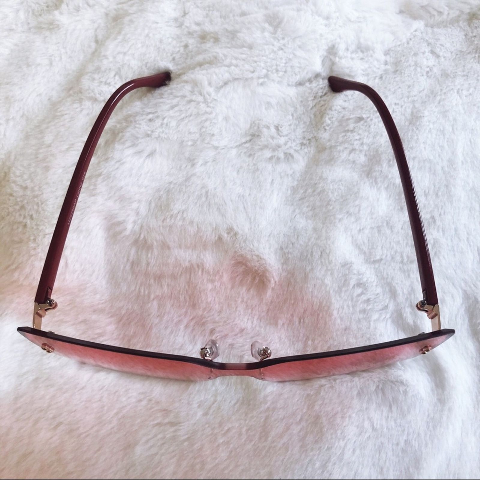 Other Dana Dark Pink Rimless Oversize Cat Eye Sunglasses Size ONE SIZE - 5 Thumbnail
