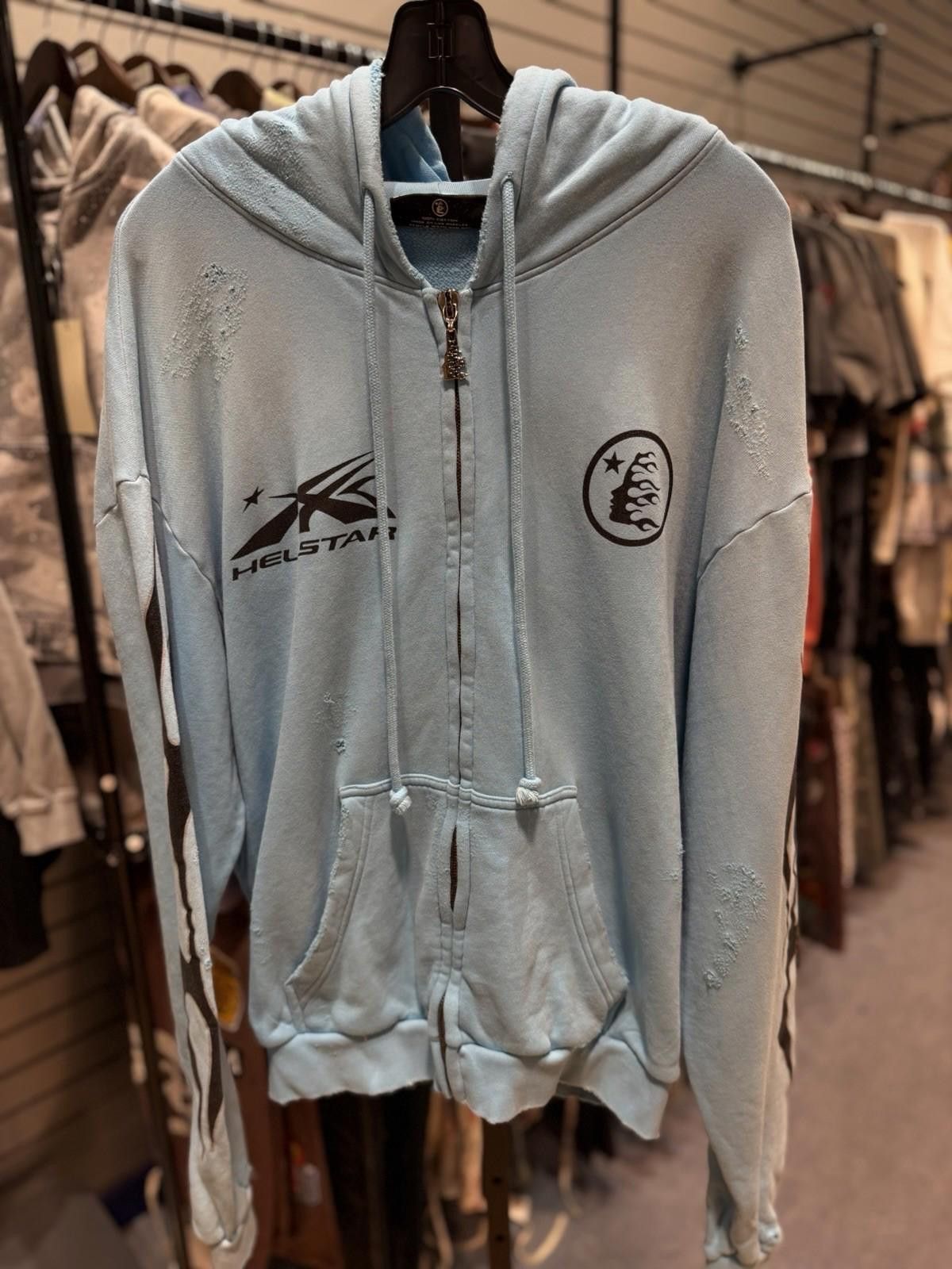 HELLSTAR Hellstar Heavyweight Fleece Gray Zip Hoodie Baby Blue Medium Size US M / EU 48-50 / 2 - 2 Thumbnail