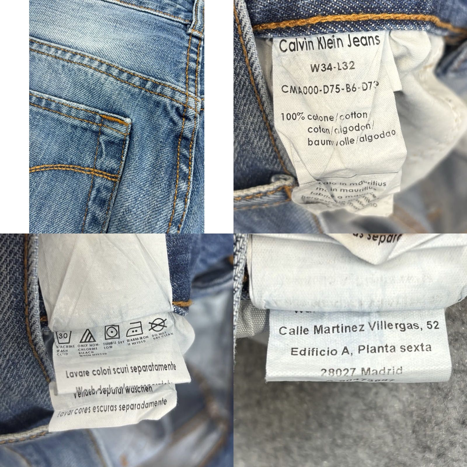 Calvin Klein Calvin Klein Jeans W34” L32” Blue Mens Button Fly Used Worn Denim Size US 34 / EU 50 - 9 Thumbnail