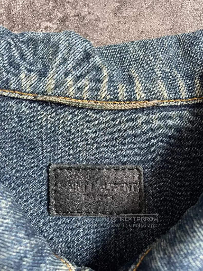 Saint Laurent Paris Deep Blue Washed Distressed Denim Jack