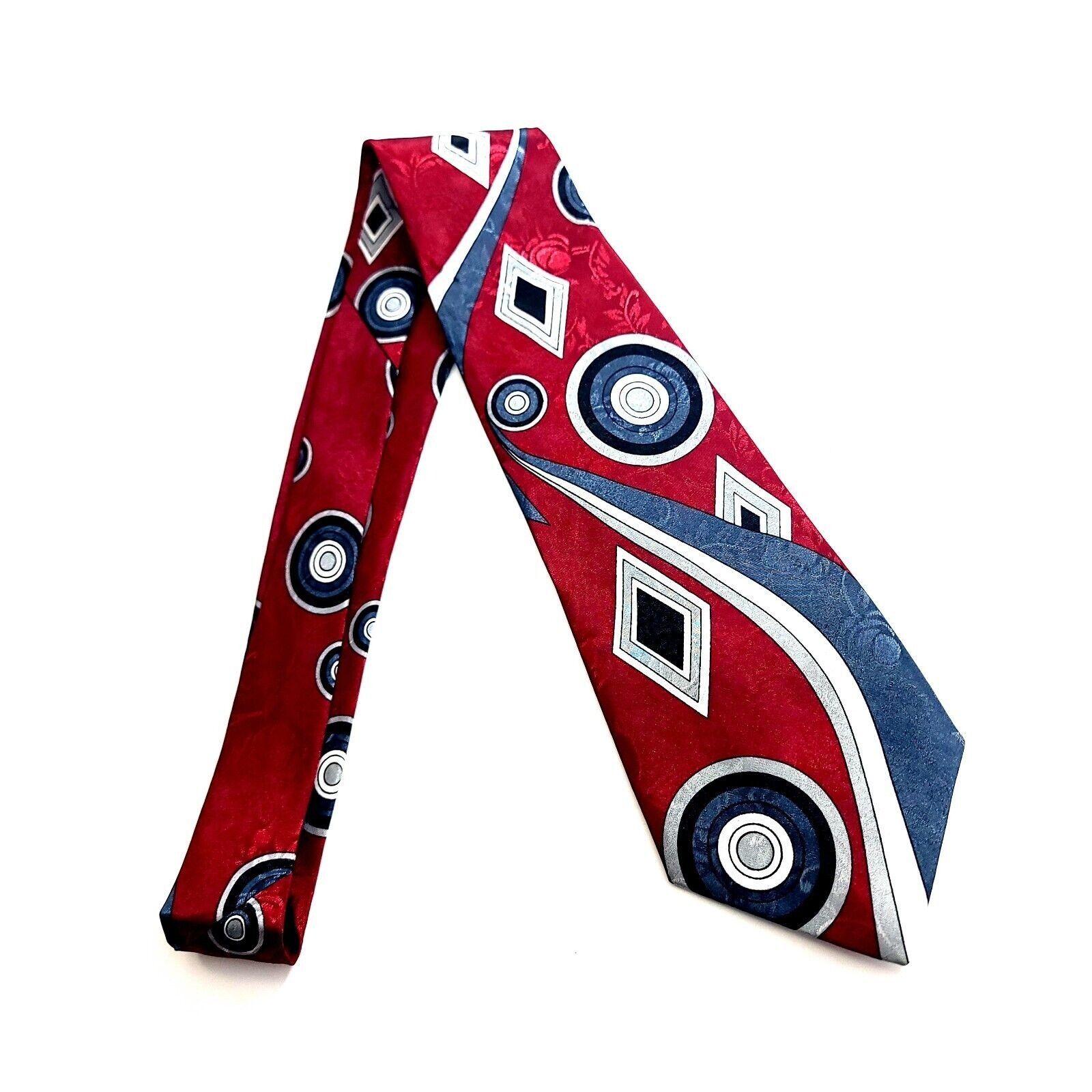 Designer Empire High Fashion Red Blue Jacquard Print Abstract Polyest Size ONE SIZE - 6 Thumbnail