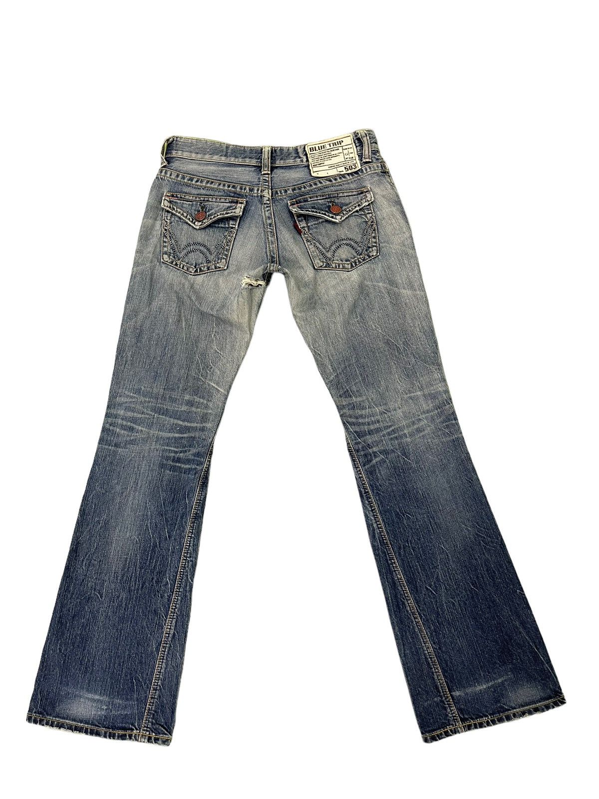 Edwin Flare Jeans Edwin Japan Distress Low Rise Boot Cut 7🟦3 Size US 30 / EU 46 - 10 Thumbnail