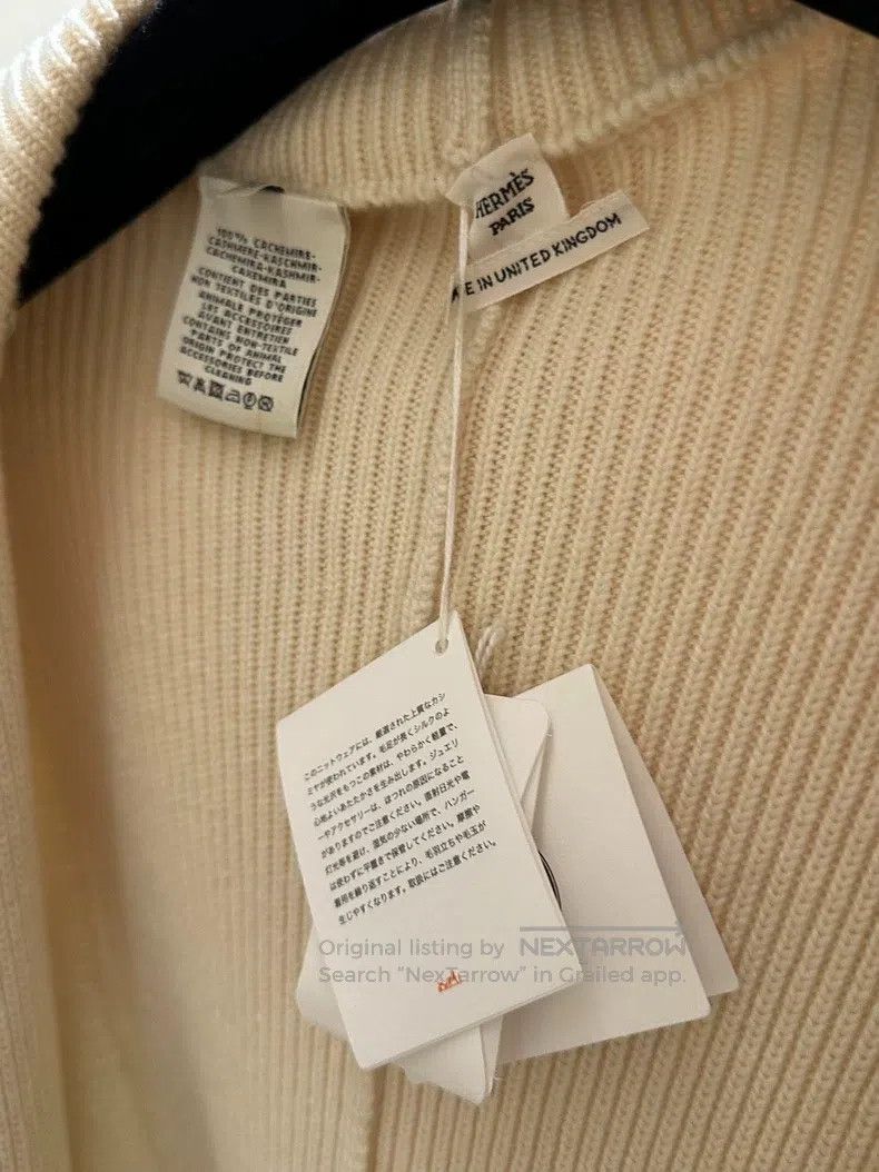 Hermes Hermes size 00 Cream White 100% Cashmere Hooded Knit Coat Size XS / US 0-2 / IT 36-38 - 6 Thumbnail