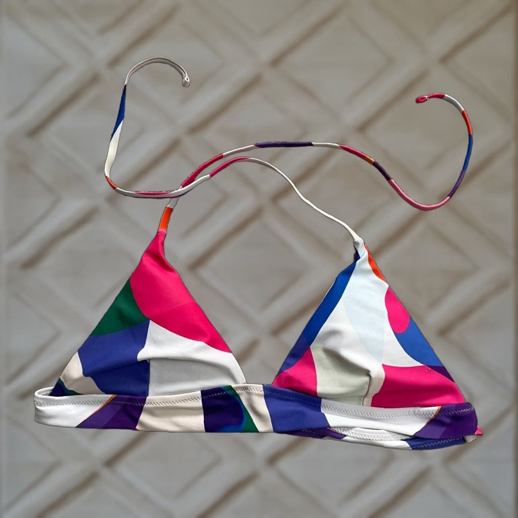Triangl Women’s Small Multicolor Geometric Triangle Bikini Top - Spaghetti Strap Beach Swimwear Size S / US 4 / IT 40 - 1 Thumbnail