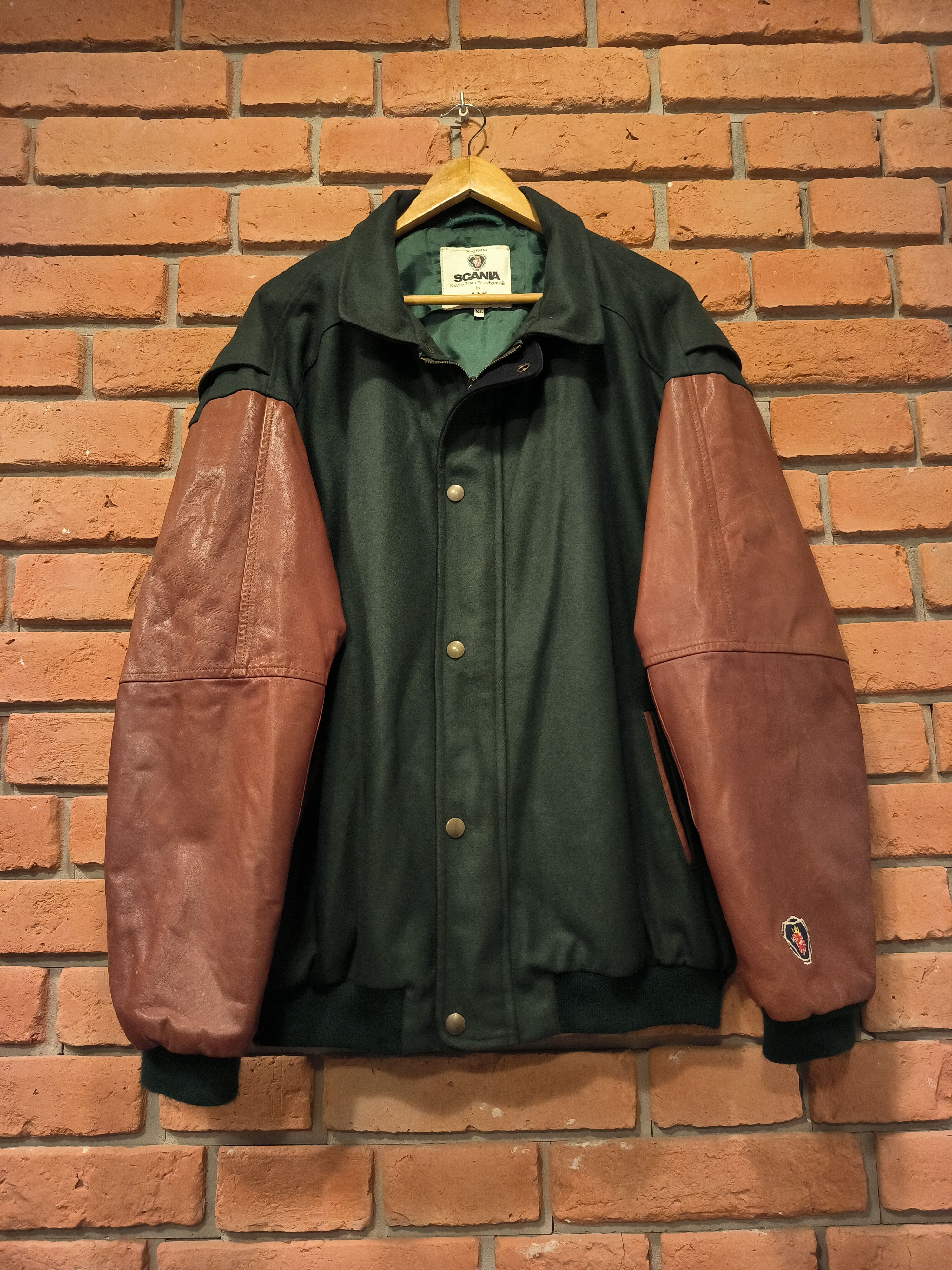 Vintage Vintage Scania Varsity Jacket Bomber Wool Green Regenta Size US XL / EU 56 / 4 - 3 Thumbnail