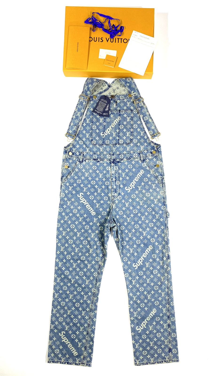 Louis Vuitton × Supreme Louis Vuitton X Supreme 32 Overall blue monogram denim Size US 32 / EU 48 - 2 Thumbnail