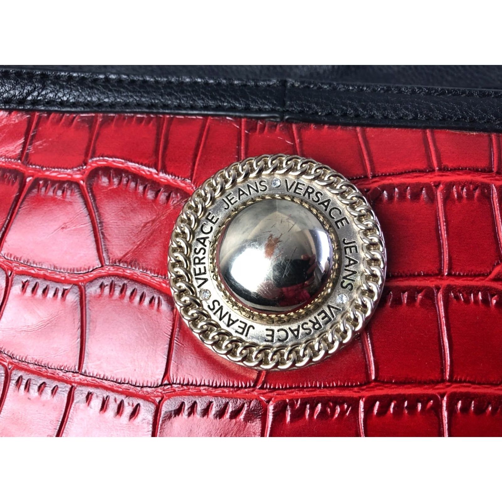 Versace Jeans Couture Versace Jeans Women's Handbag Croc-Embossed Black Polyester Logo Bag Size 32" / US 10 / IT 46 - 6 Thumbnail
