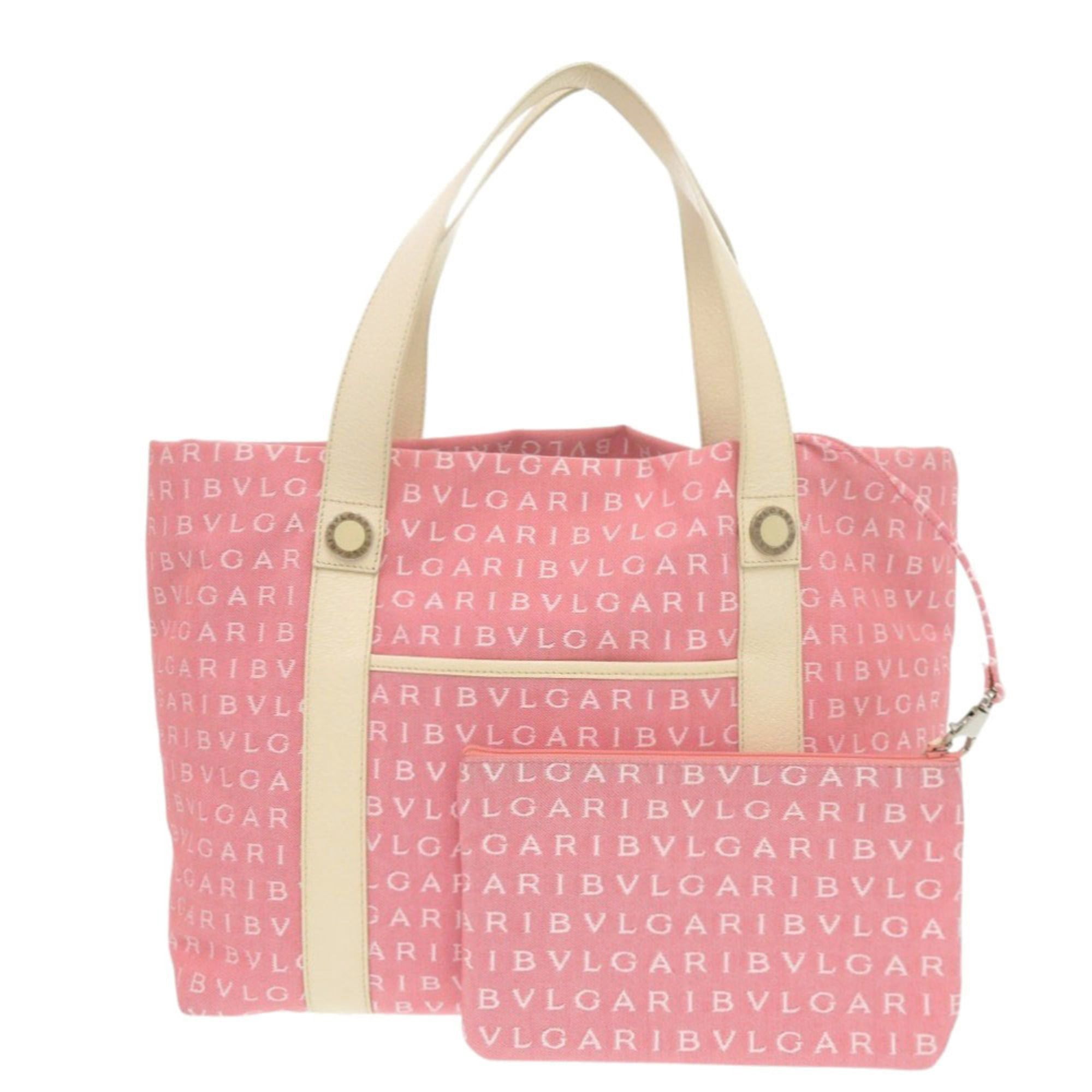 Bvlgari Excellent condition Bulgari Logomania tote bag, canvas and leather, pink, 0582BVLGARI Size ONE SIZE - 1 Thumbnail