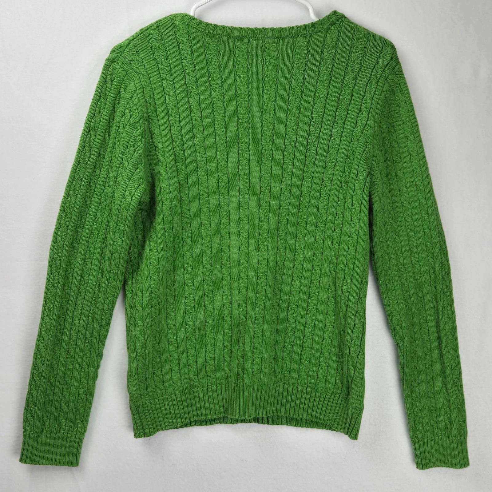 Lauren Ralph Lauren Lauren Ralph Lauren Kelly Green Cable Knit Sweater Size L Size L / US 10 / IT 46 - 3 Thumbnail