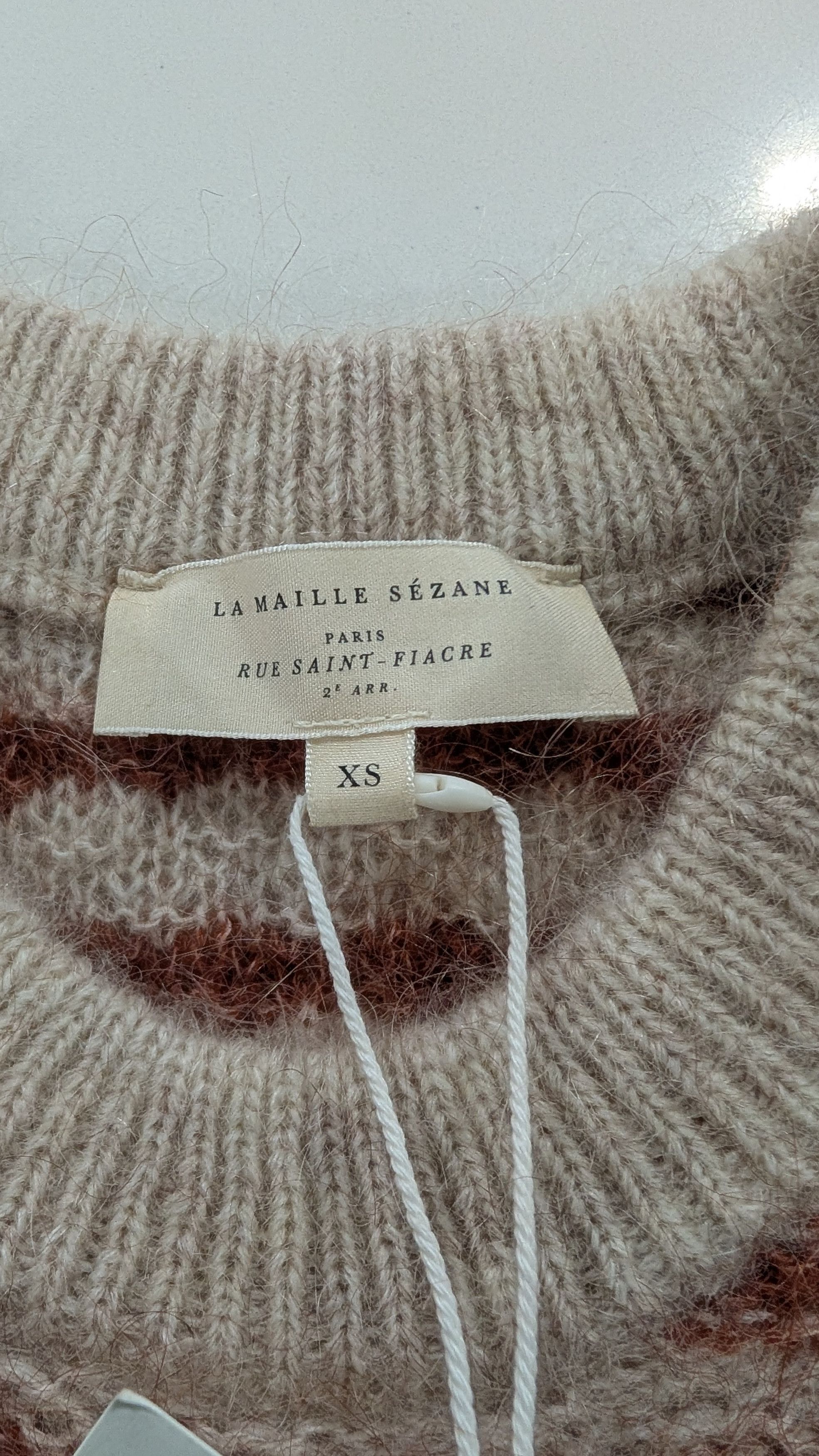 Sezane Sézane Ariane Striped Mohair Knit Sweater XS Cream Rust Size XS / US 0-2 / IT 36-38 - 5 Thumbnail