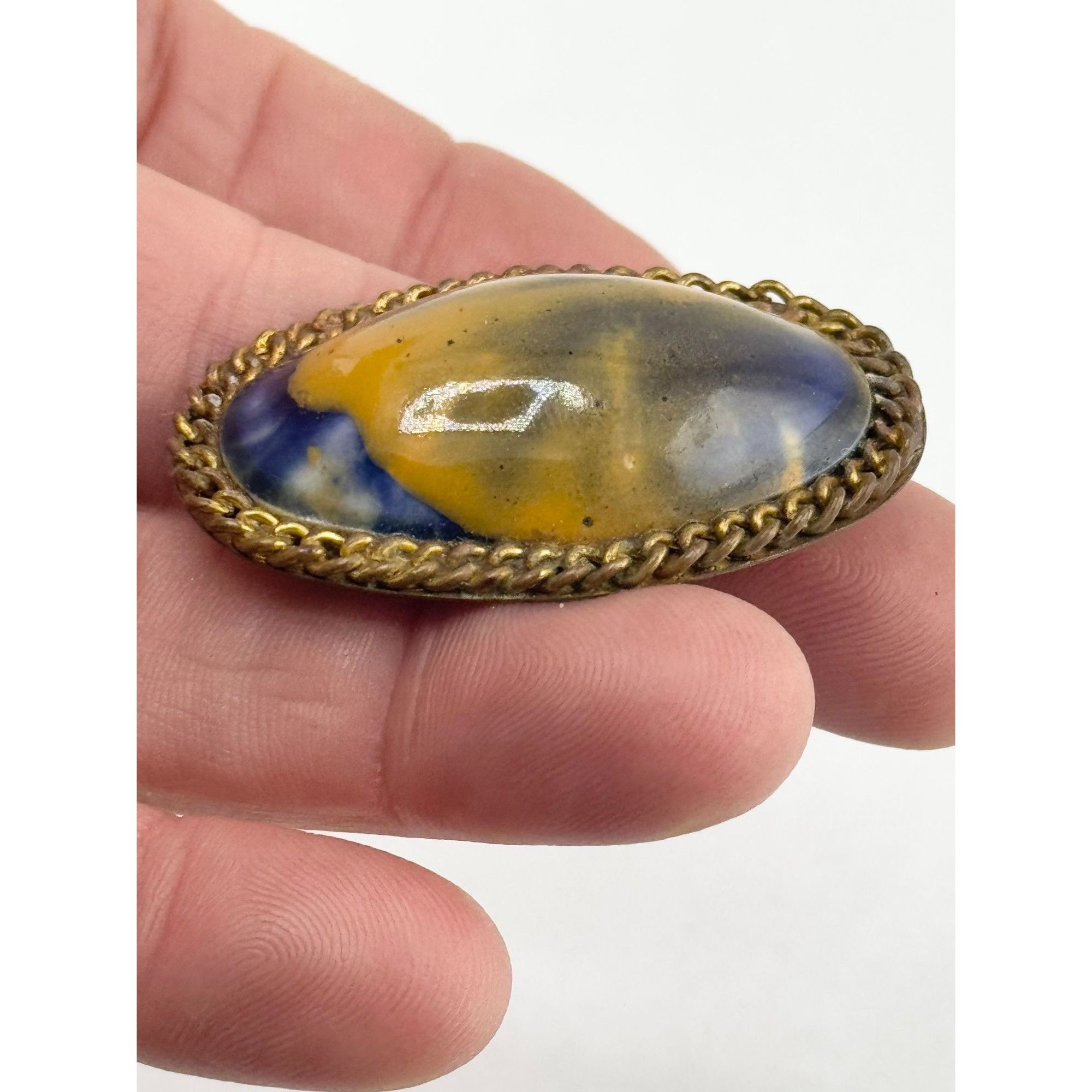 Vintage Vintage Art Glass Chain Brooch Pin Size ONE SIZE - 6 Thumbnail