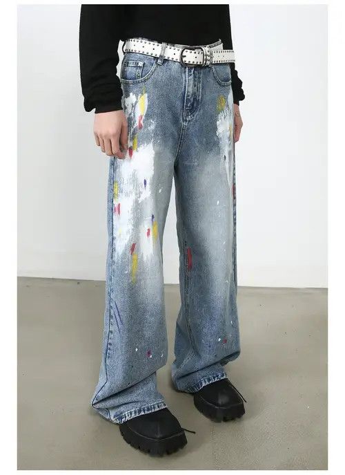 Japanese Brand American graffiti straight loose hip-hop jeans men y2k Size US 32 / EU 48 - 3 Thumbnail