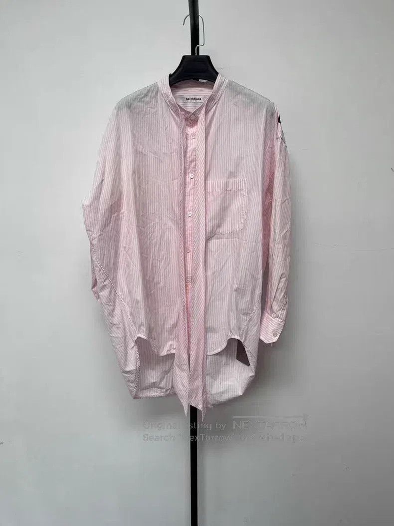 Balenciaga Balenciaga Back Logo Striped Swing Shirt Size XXS / US 00 / IT 34 - 2 Thumbnail
