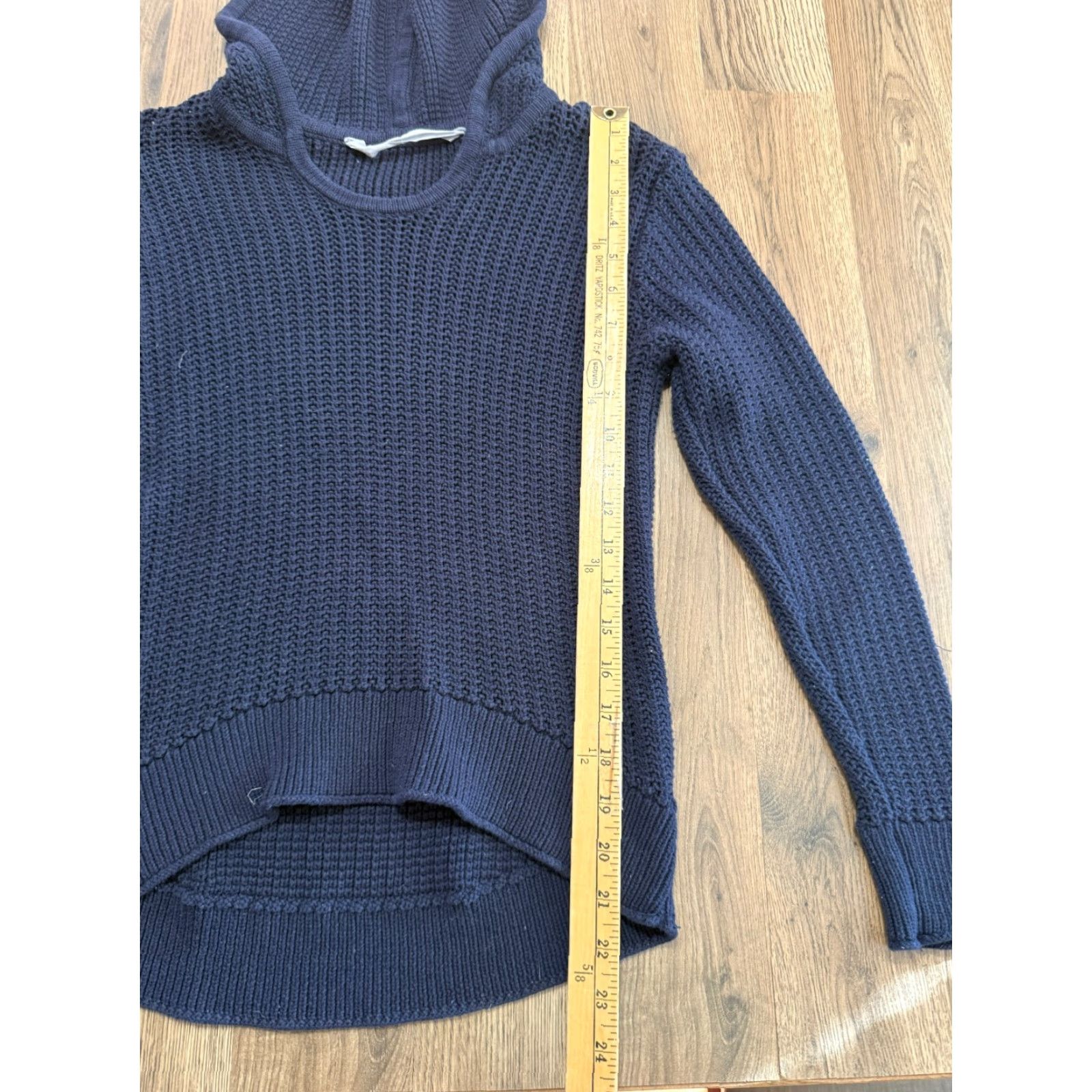 Athleta Athleta Sweater Womens XS Blue Pullover Hooded V-neck Ribbed Knit Shirt Size XS / US 0-2 / IT 36-38 - 7 Thumbnail