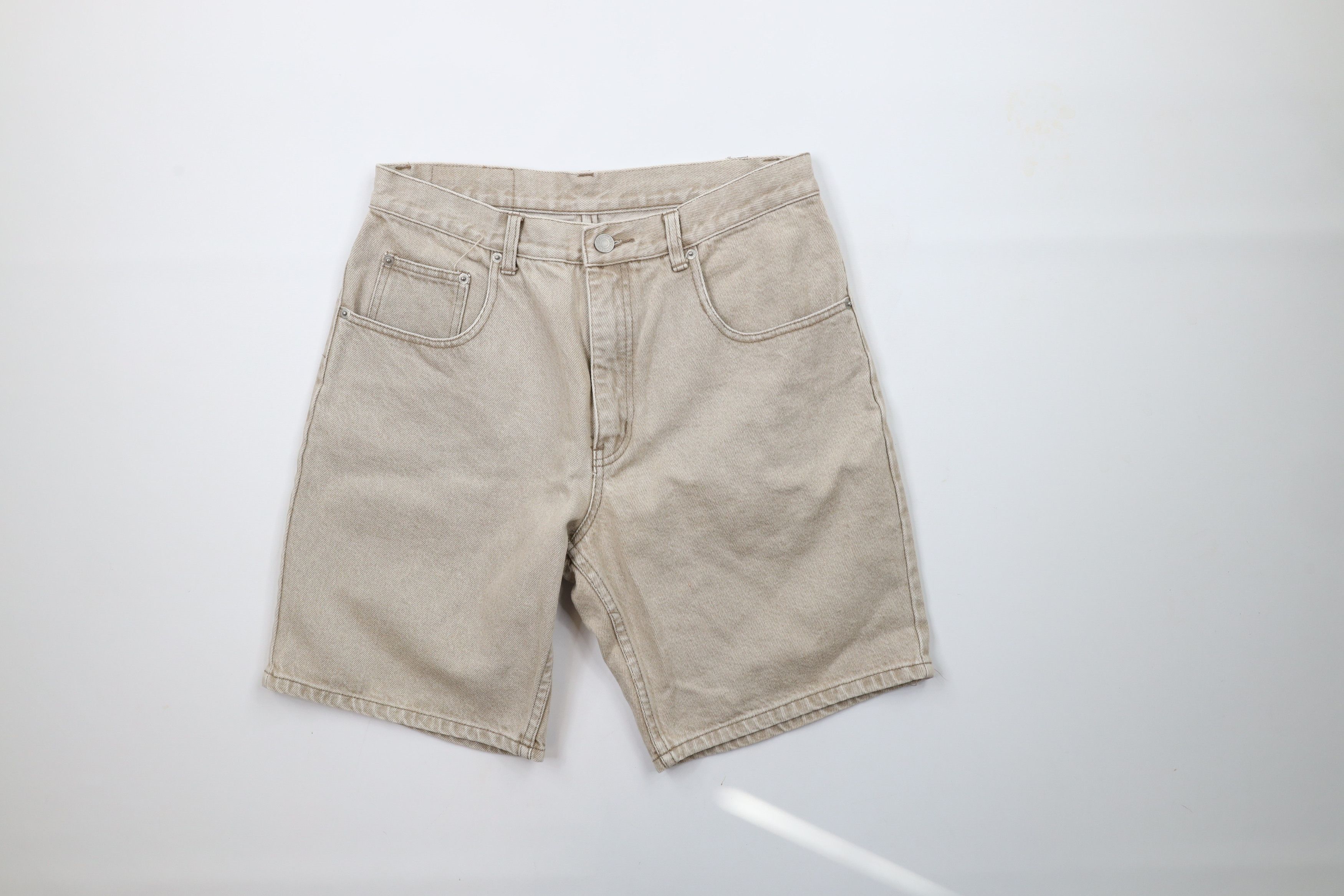Vintage Vintage 90s Streetwear Knee Denim Jean Shorts Jorts Beige Size US 31 - 1 Thumbnail