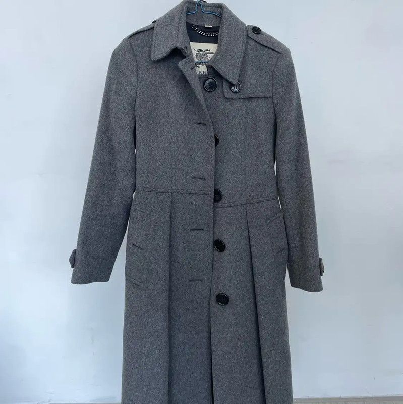 Burberry Women's Grey Wool Blend Trench Coat