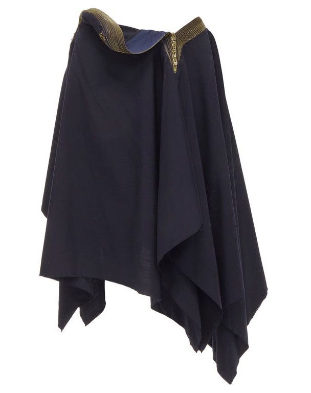 Comme des Garcons Distressed zipper trimmed draped raw handkerchief skirt Size 30" / US 8 / IT 44 - 1 Thumbnail