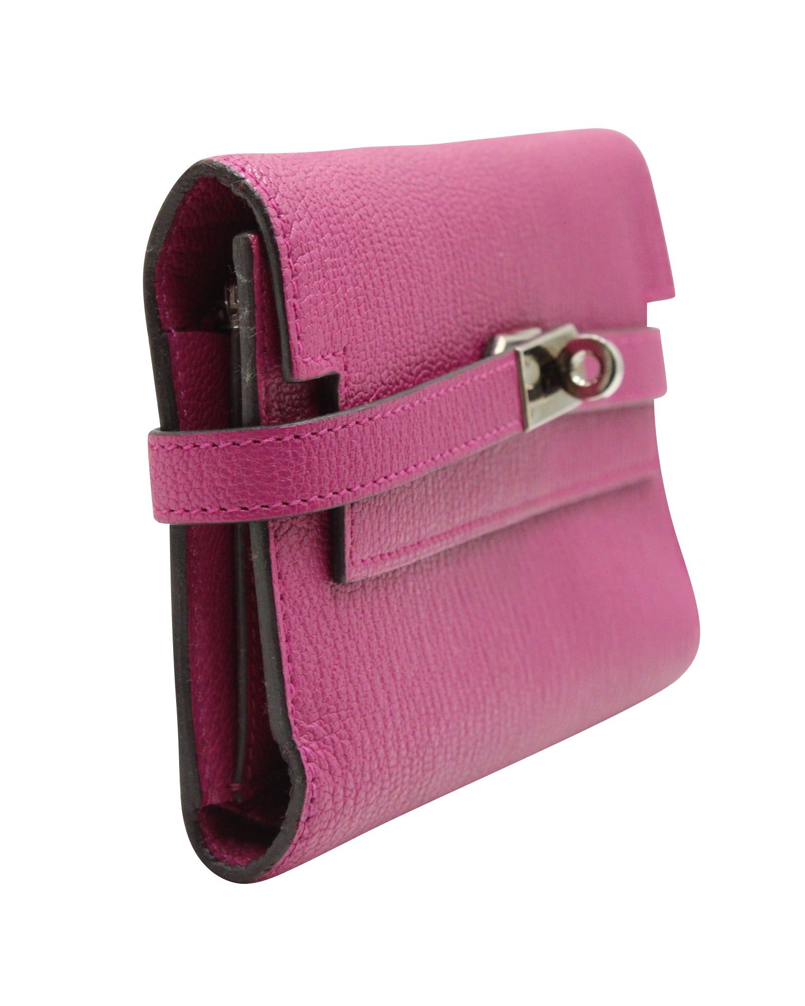 image of Hermes Kelly Continental Wallet-Cyclamen Coromandel Leather in Purple, Women's