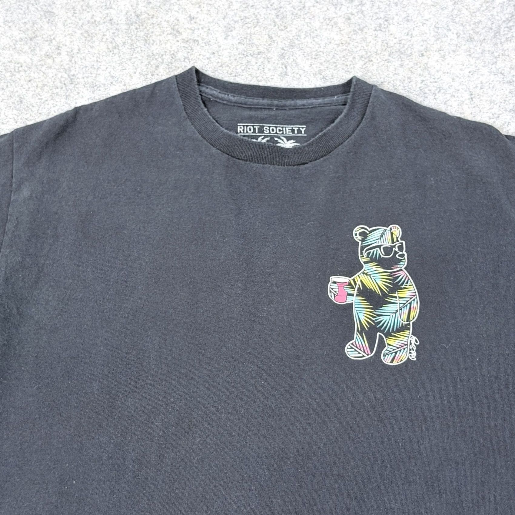 Vintage Riot Society Bear Printed Short Sleeve Crew-Neck T-Shirt Men's M Black Size US M / EU 48-50 / 2 - 2 Thumbnail