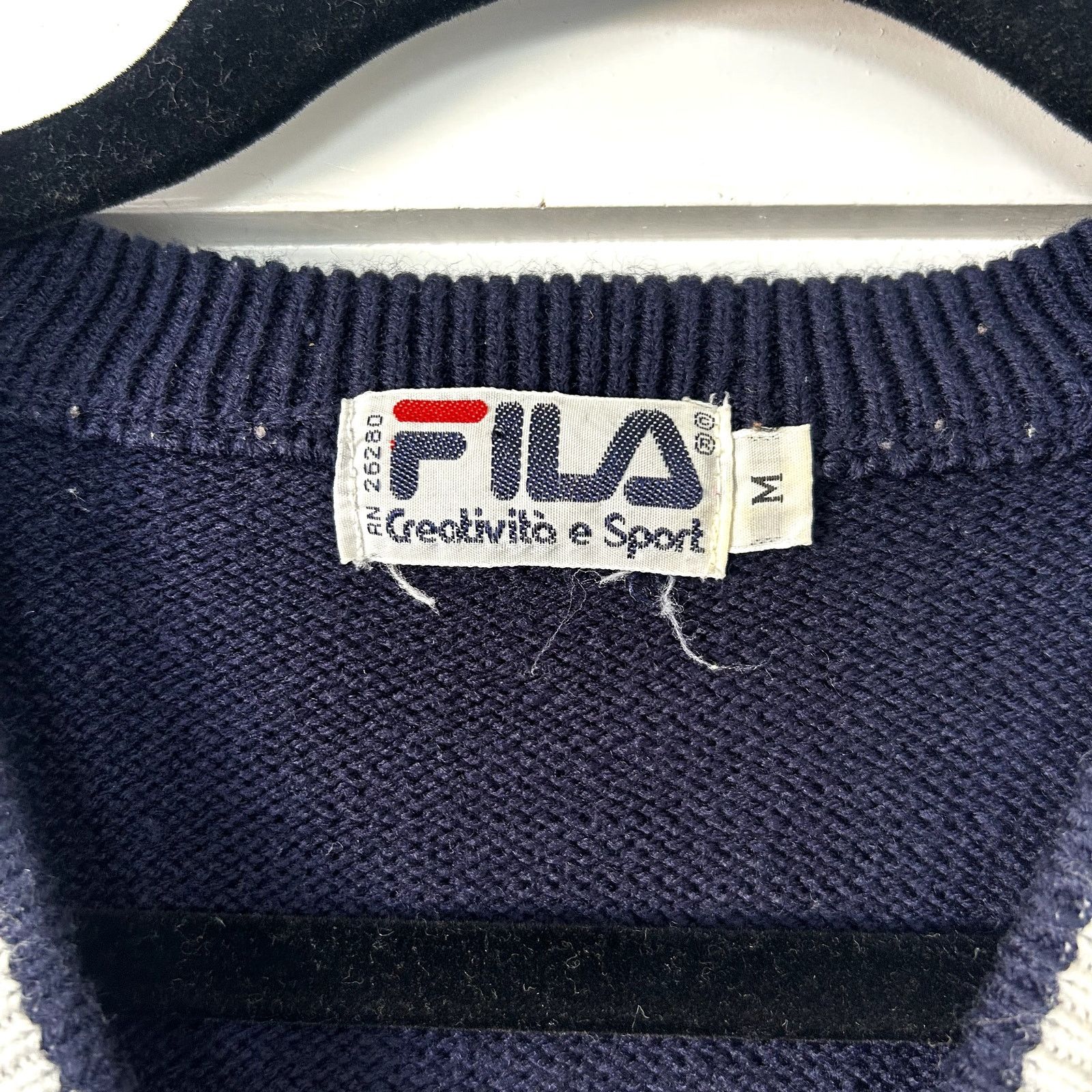 Fila Vintage FILA v-neck striped sweater Size US M / EU 48-50 / 2 - 2 Thumbnail
