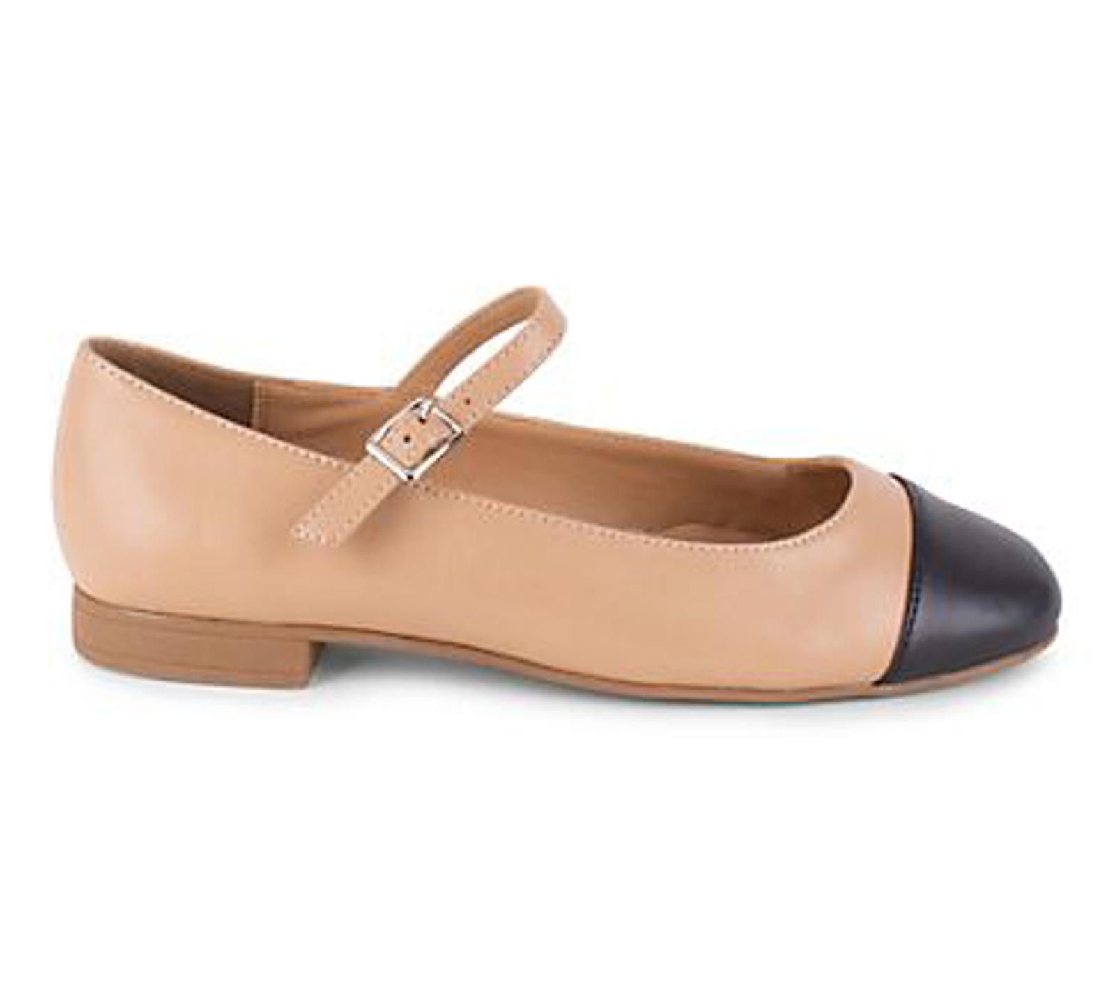 Elie Tahari Tahari Women's Beige and Black Mary Jane Flats Size 7.5 Size US 7.5 / IT 37.5 - 2 Thumbnail