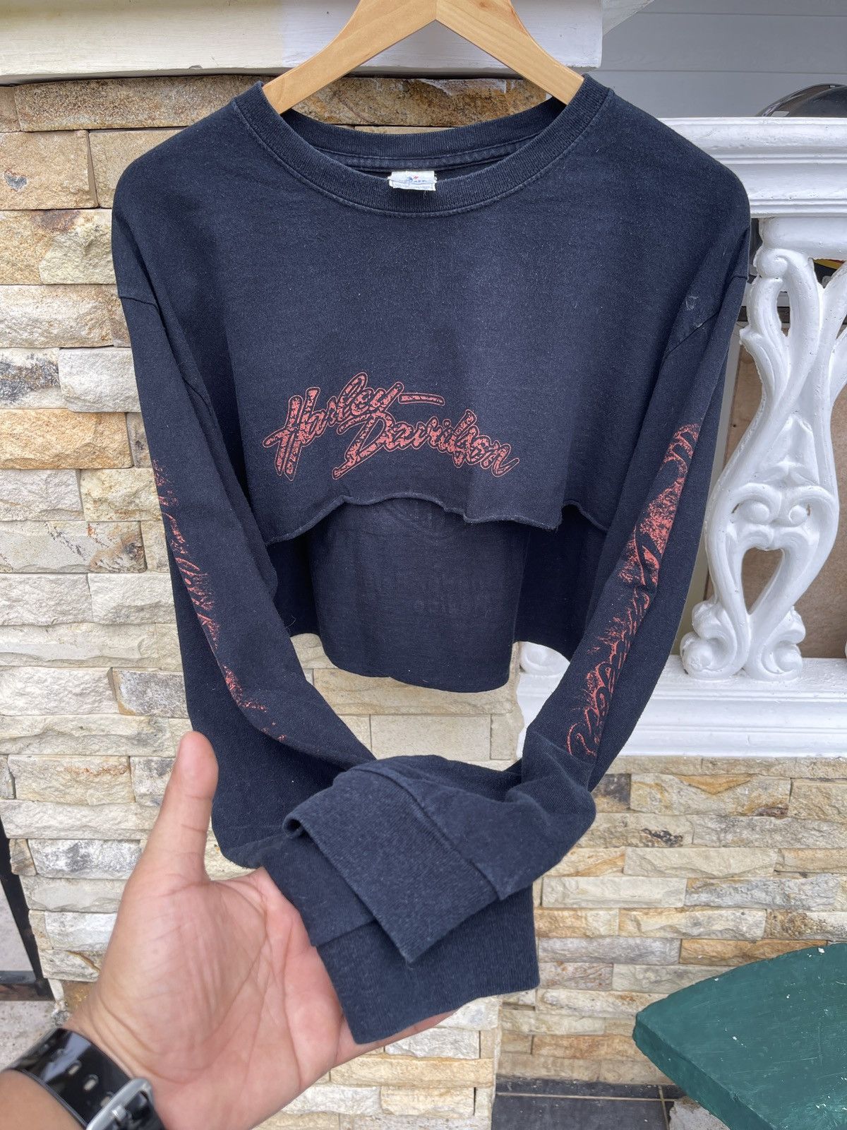 Harley Davidson × Vintage LastDrop🔥Rare🔥Vtg Harley Davidson Thrashed Flame Long Sleeve Size US L / EU 52-54 / 3 - 6 Thumbnail